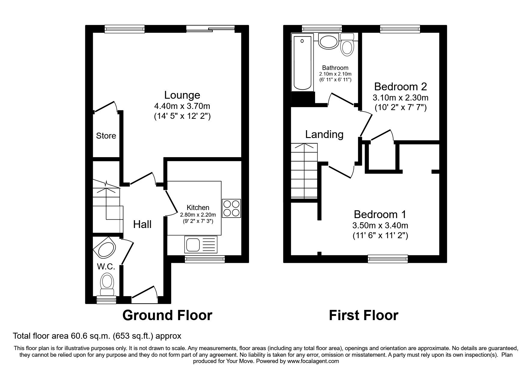 Floorplan of 2 bedroom Semi Detached House for sale, Colliston Road, Dunfermline, Fife, KY12