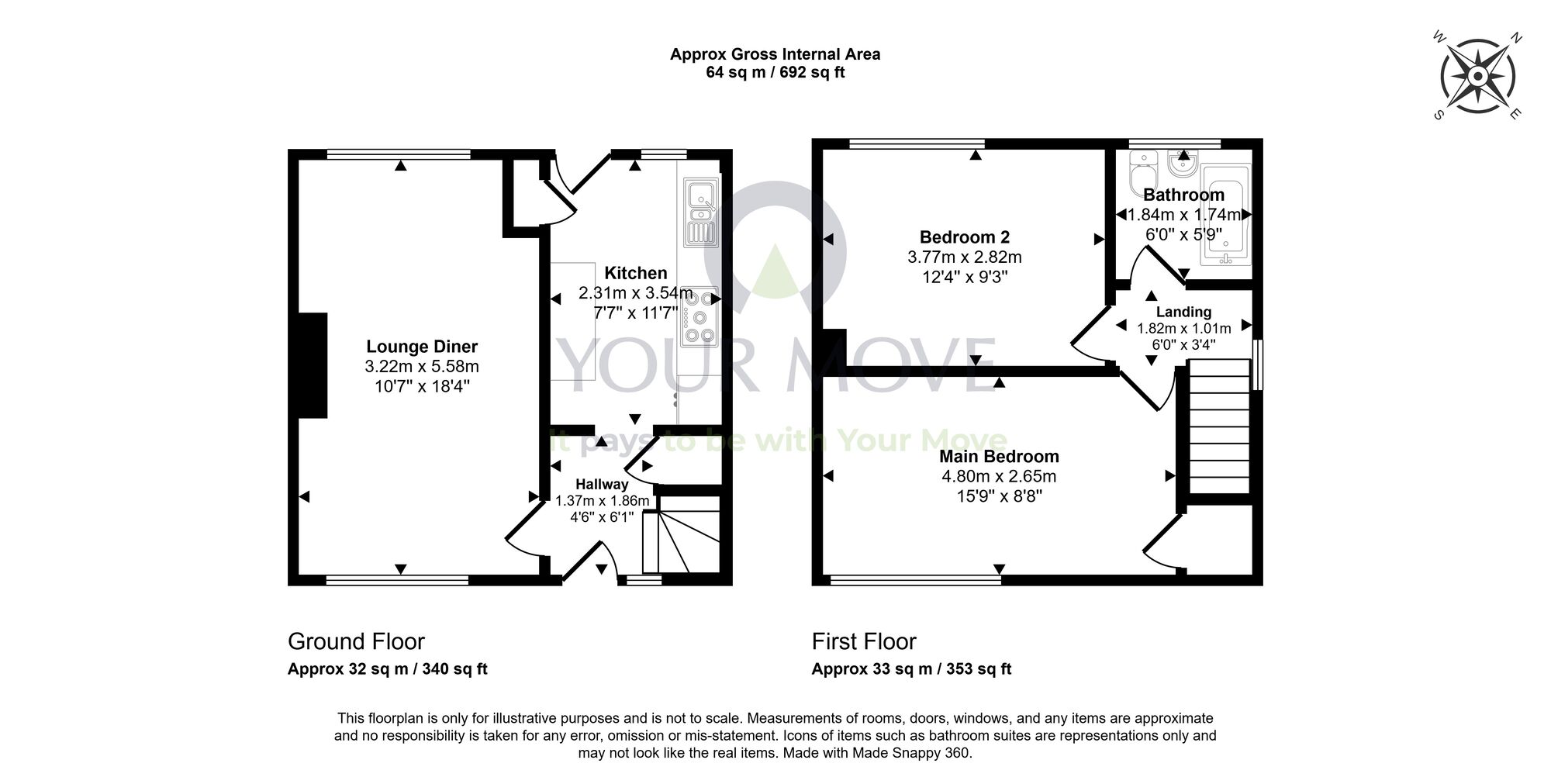 Floorplan of 2 bedroom Semi Detached House for sale, Almond Road, Dunfermline, Fife, KY11