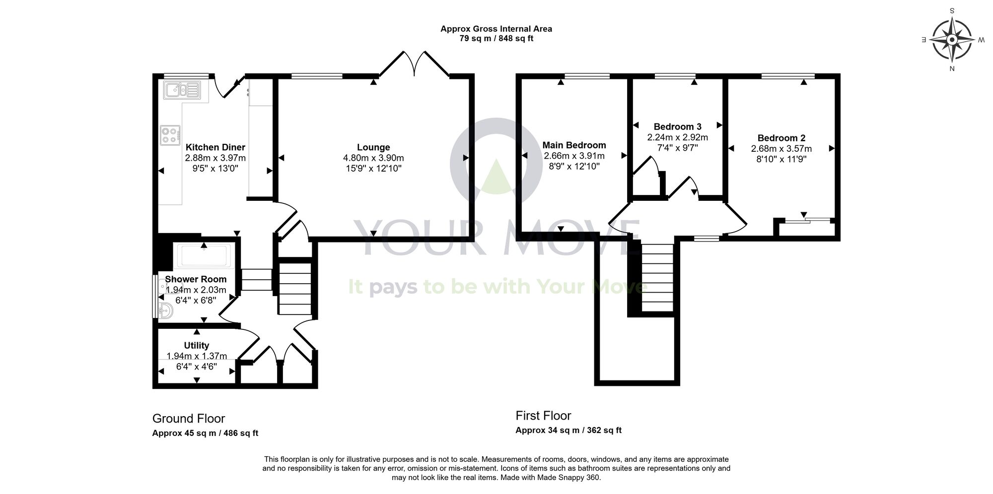 Floorplan of 3 bedroom Mid Terrace House for sale, Johnston Park, Cowdenbeath, Fife, KY4
