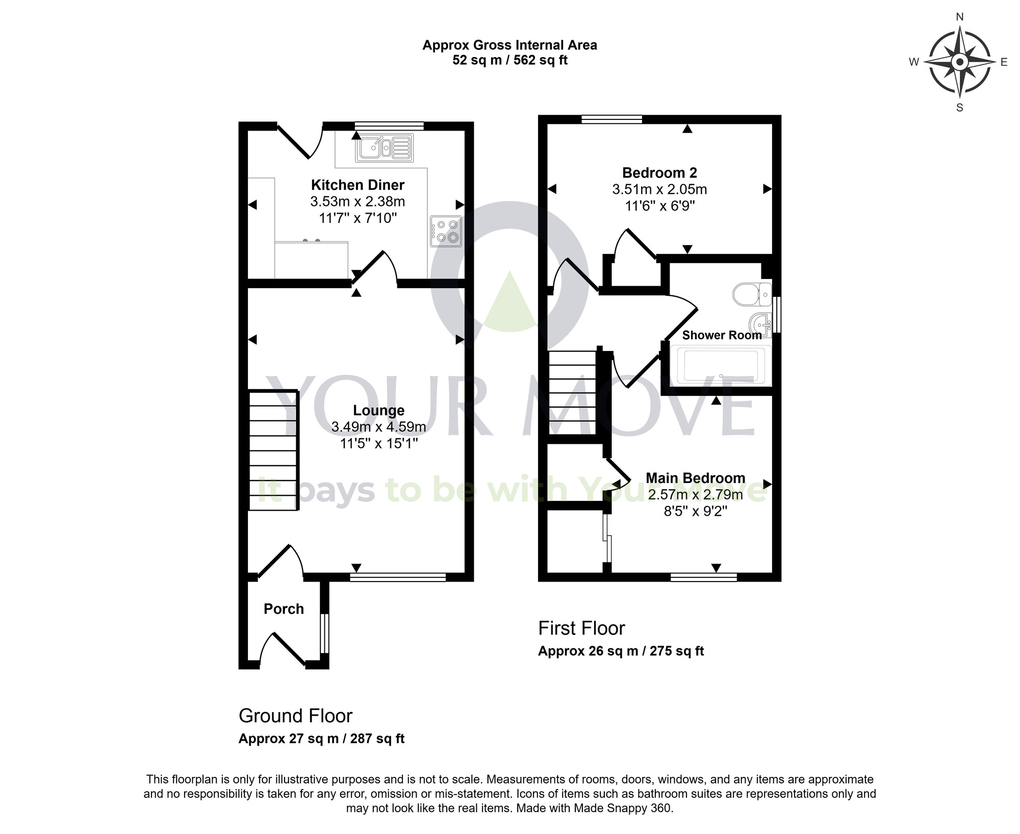 Floorplan of 2 bedroom Semi Detached House for sale, Brandy Riggs, Cairneyhill, Fife, KY12