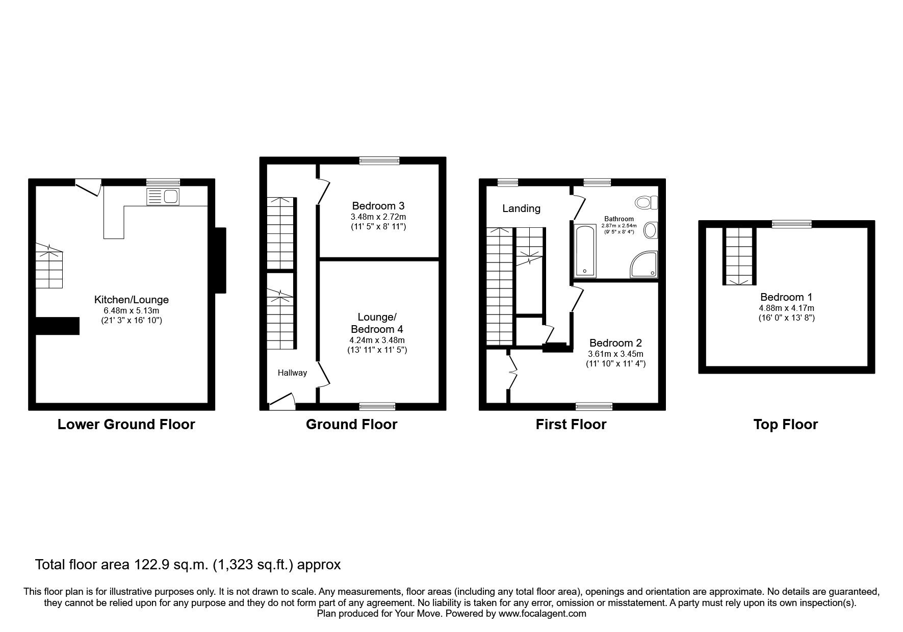 Floorplan of 3 bedroom Mid Terrace House for sale, Port Road, Palnackie, Dumfries and Galloway, DG7