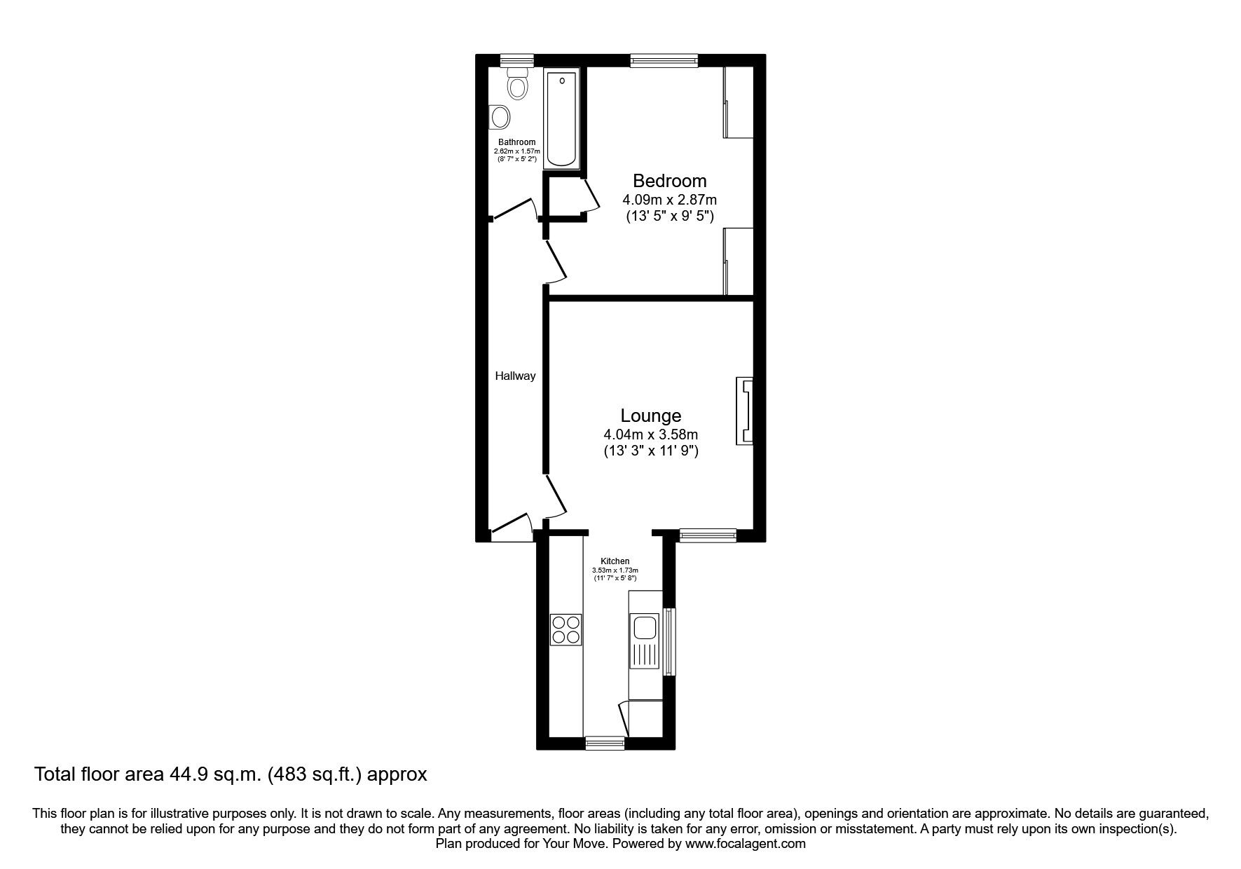 Floorplan of 1 bedroom Flat to rent, Wallace Street, Dumfries, Dumfries and Galloway, DG1