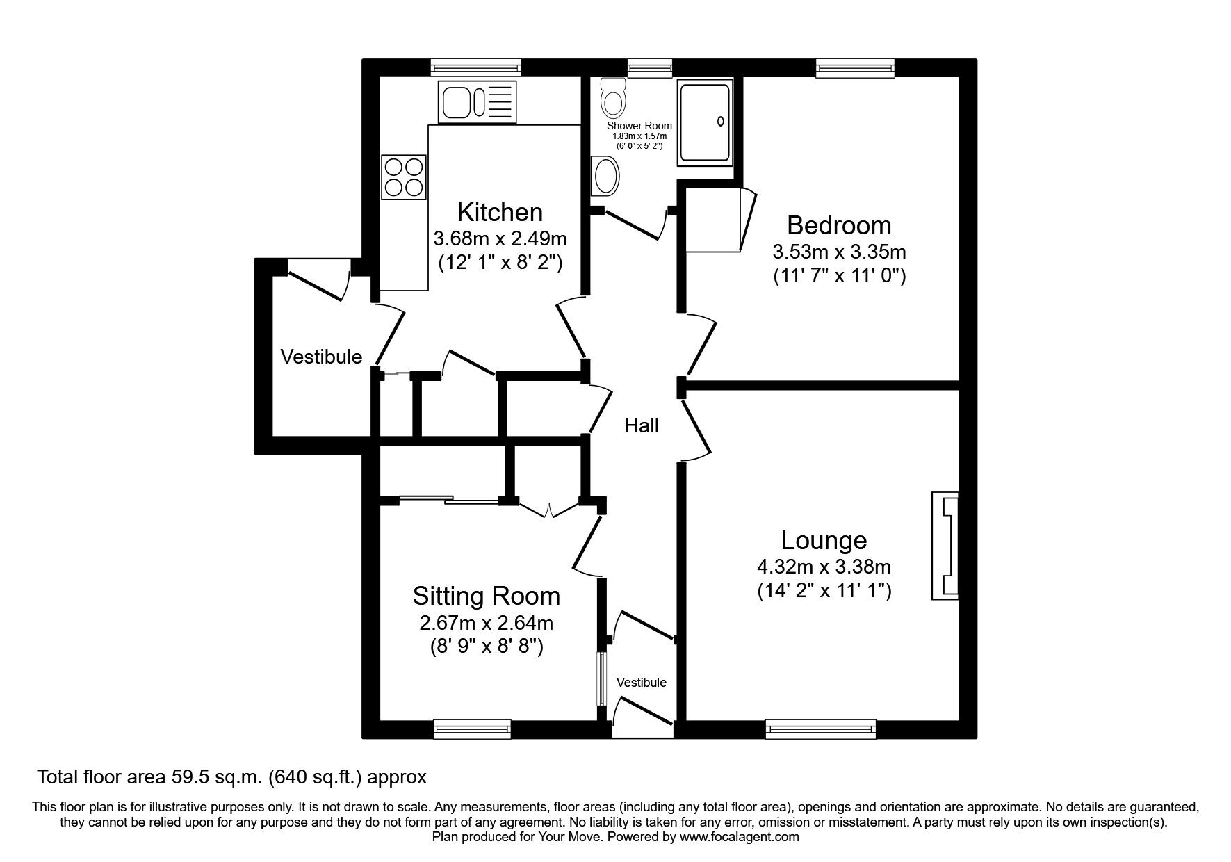 Floorplan of 2 bedroom Semi Detached Bungalow to rent, St. Teresas Crescent, Dumfries, Dumfries and Galloway, DG2