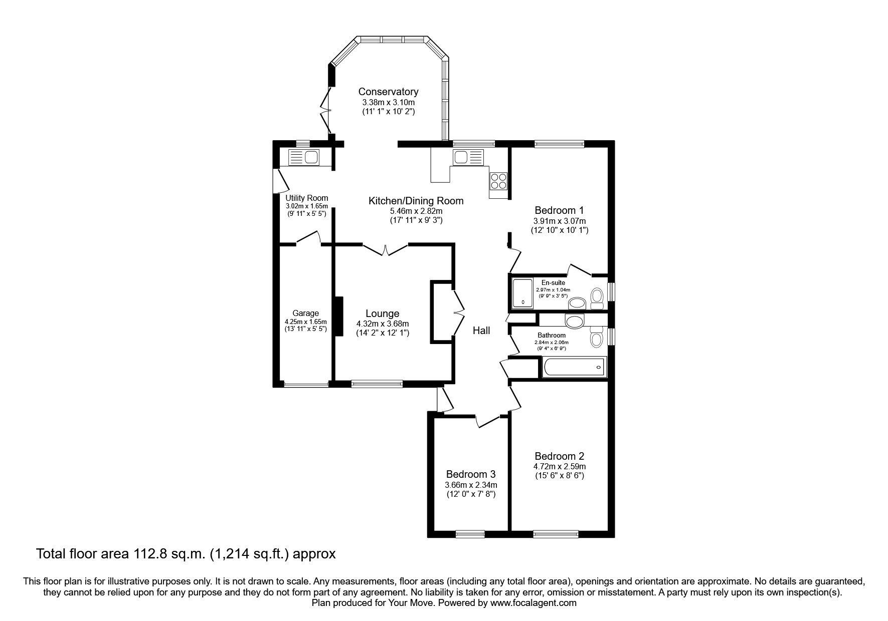 Floorplan of 3 bedroom  Bungalow to rent, Hardthorn Meadows, Dumfries, Dumfries and Galloway, DG2