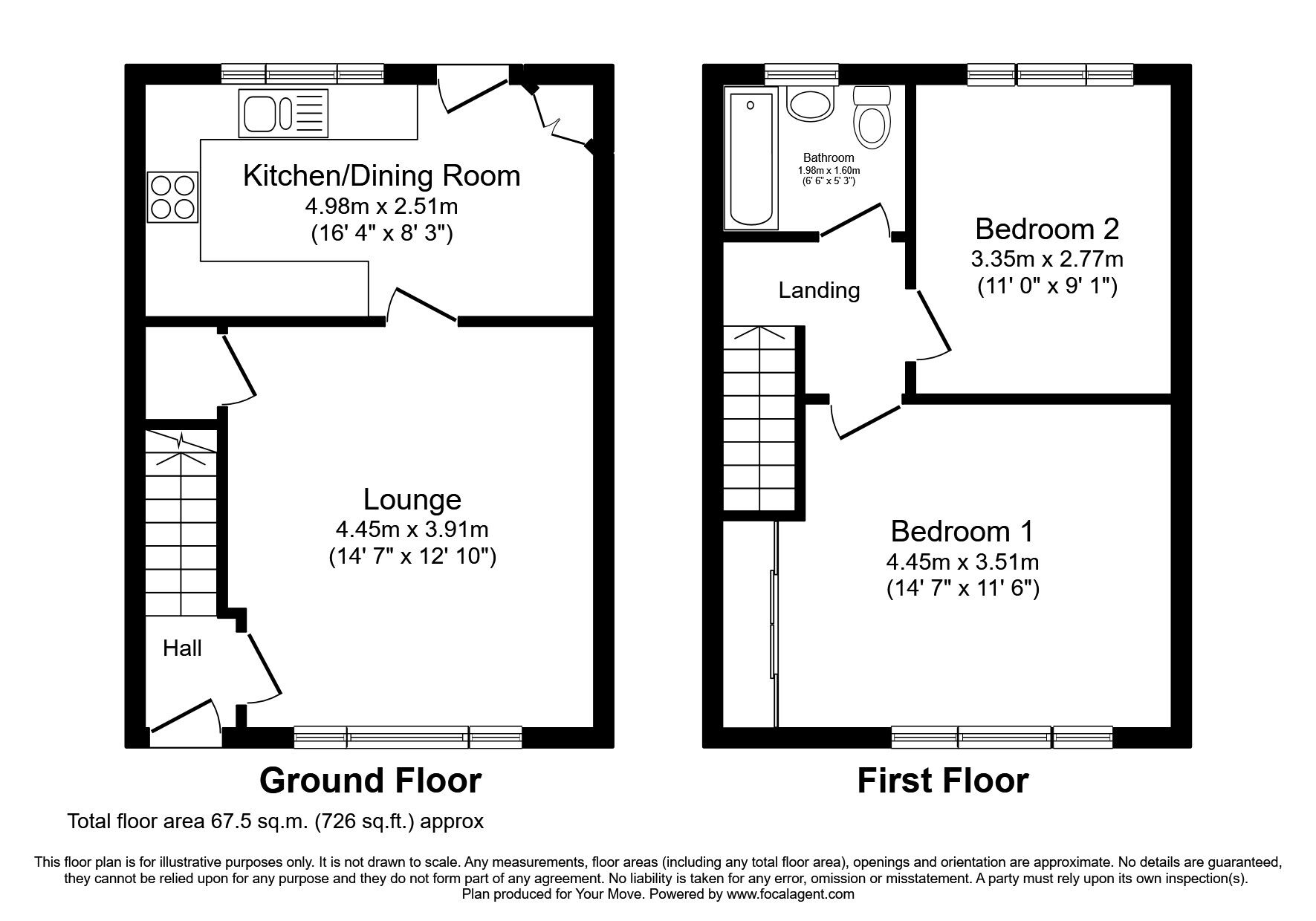 Floorplan of 2 bedroom End Terrace House for sale, Rosebank Crescent, Lockerbie, Dumfries and Galloway, DG11