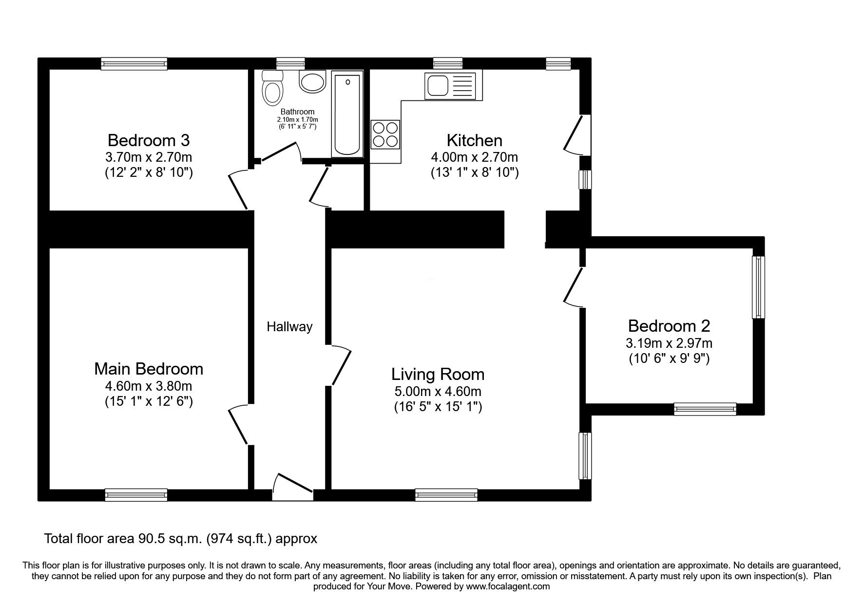 Floorplan of 3 bedroom Semi Detached Property for sale, Millhousebridge, Lockerbie, Dumfries and Galloway, DG11