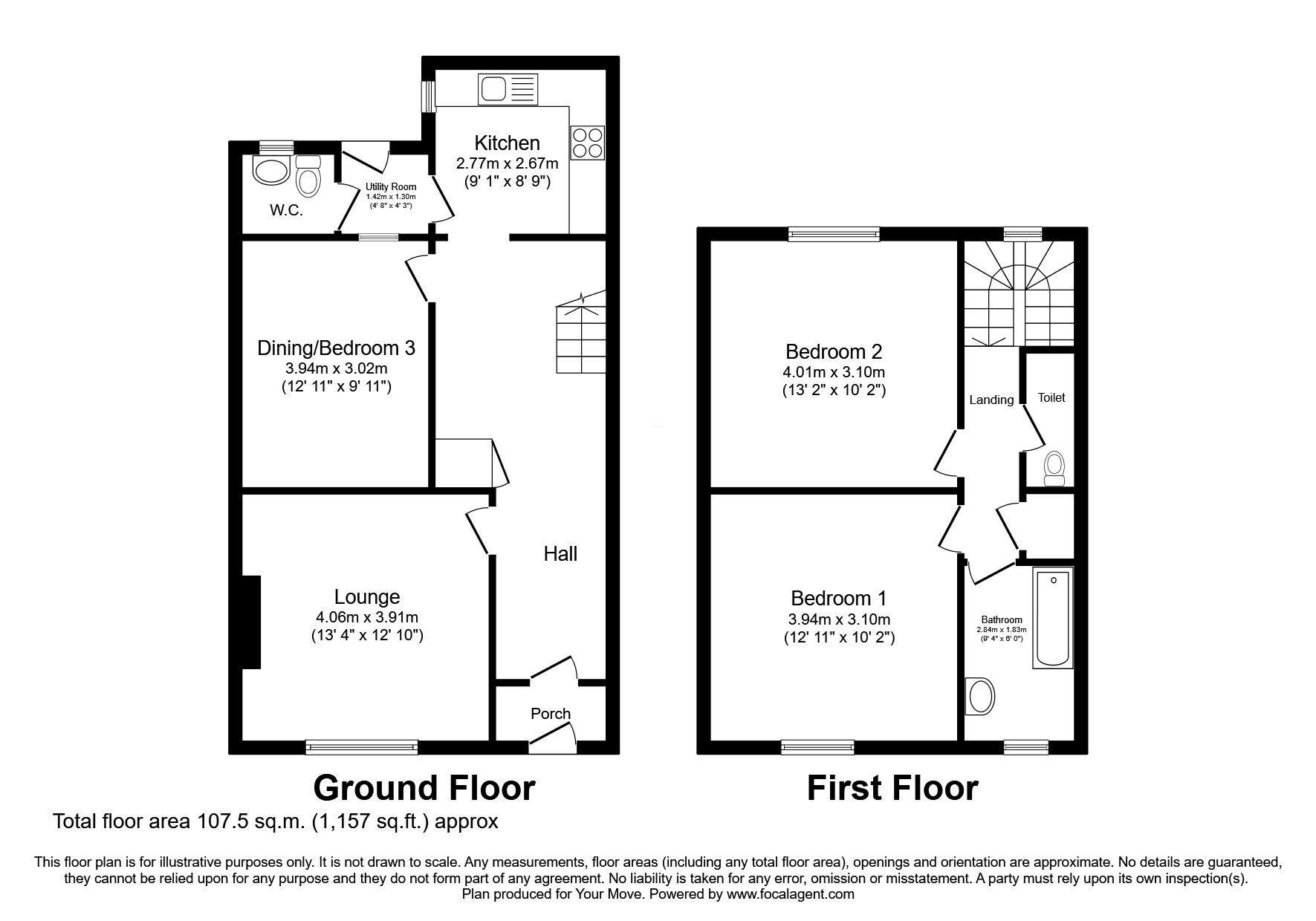Floorplan of 2 bedroom Semi Detached House for sale, Bellevue Street, Dumfries, Dumfries and Galloway, DG1