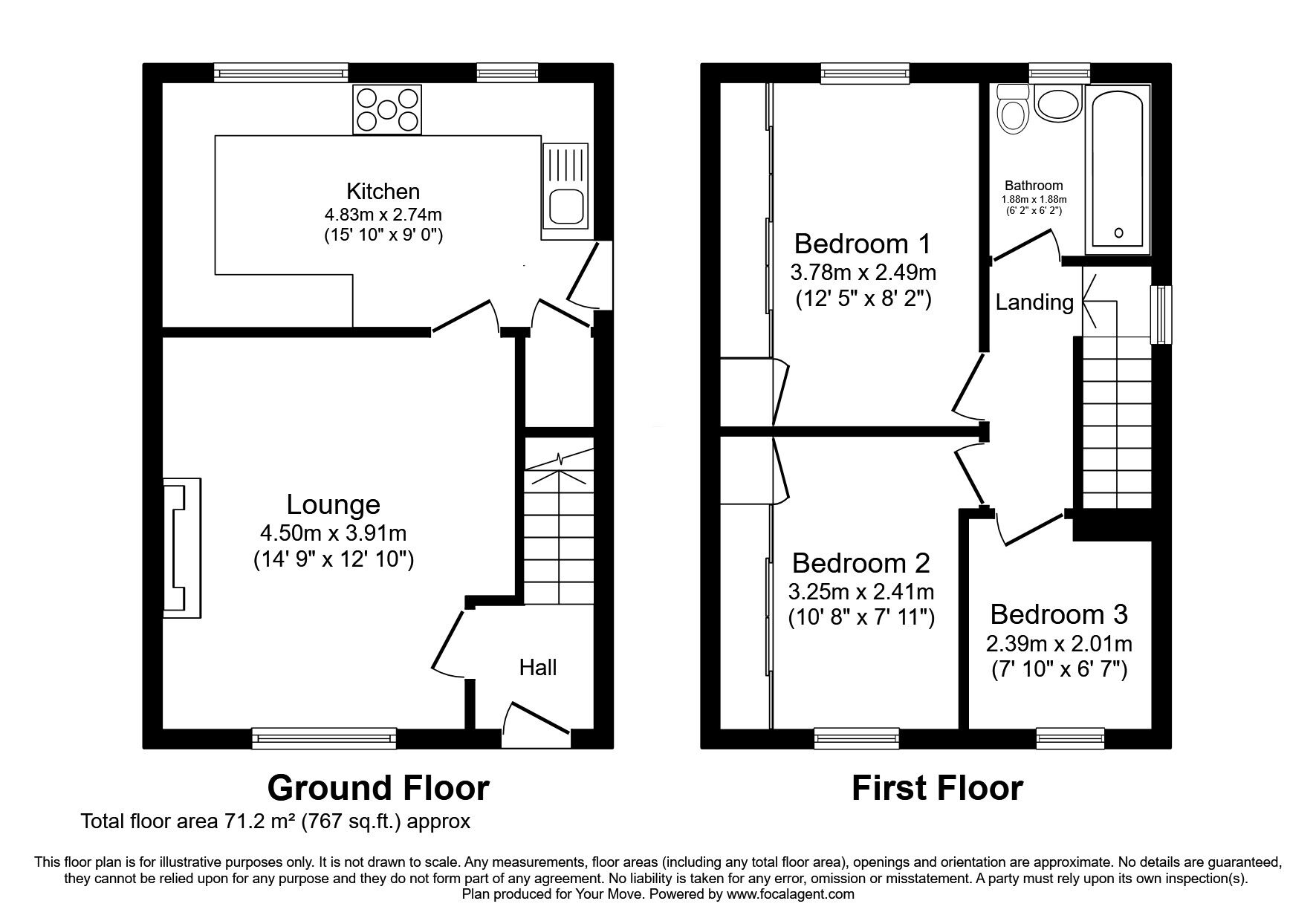 Floorplan of 3 bedroom Semi Detached House for sale, Kirkland Road, Heathhall, Dumfries and Galloway, DG1