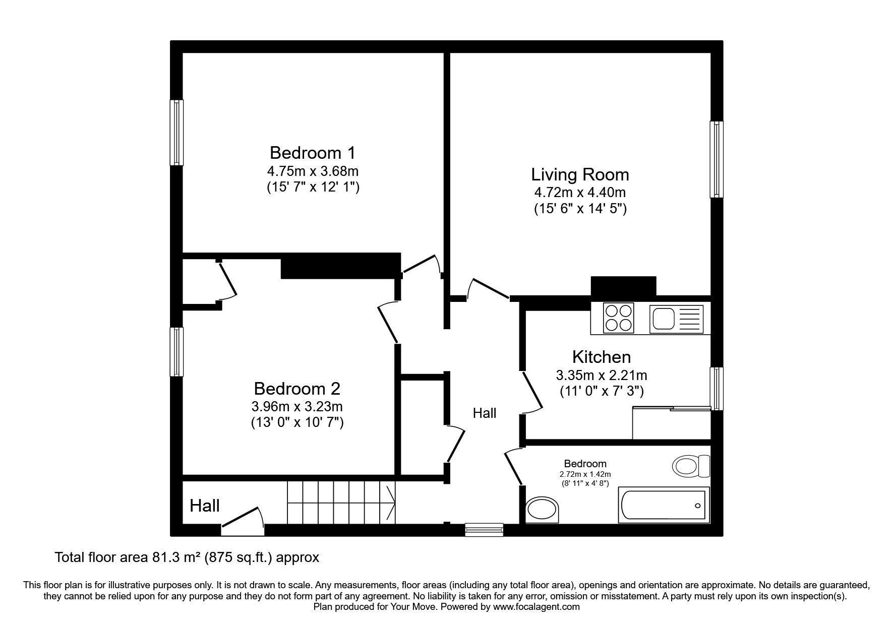 Floorplan of 2 bedroom  Flat for sale, Douglas Terrace, Castle Douglas, Dumfries and Galloway, DG7
