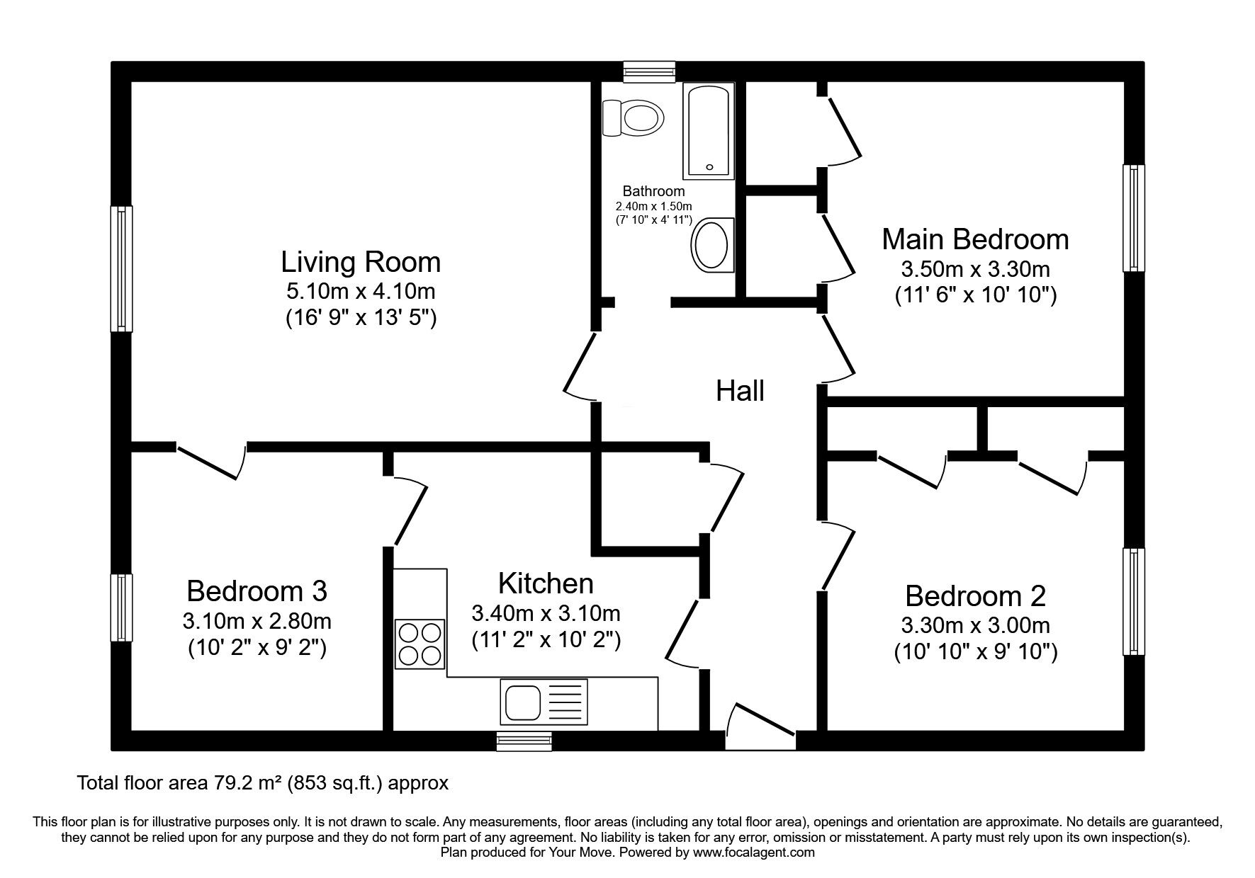 Floorplan of 2 bedroom Detached Bungalow for sale, Kirkland Road, Dumfries, Dumfries and Galloway, DG1