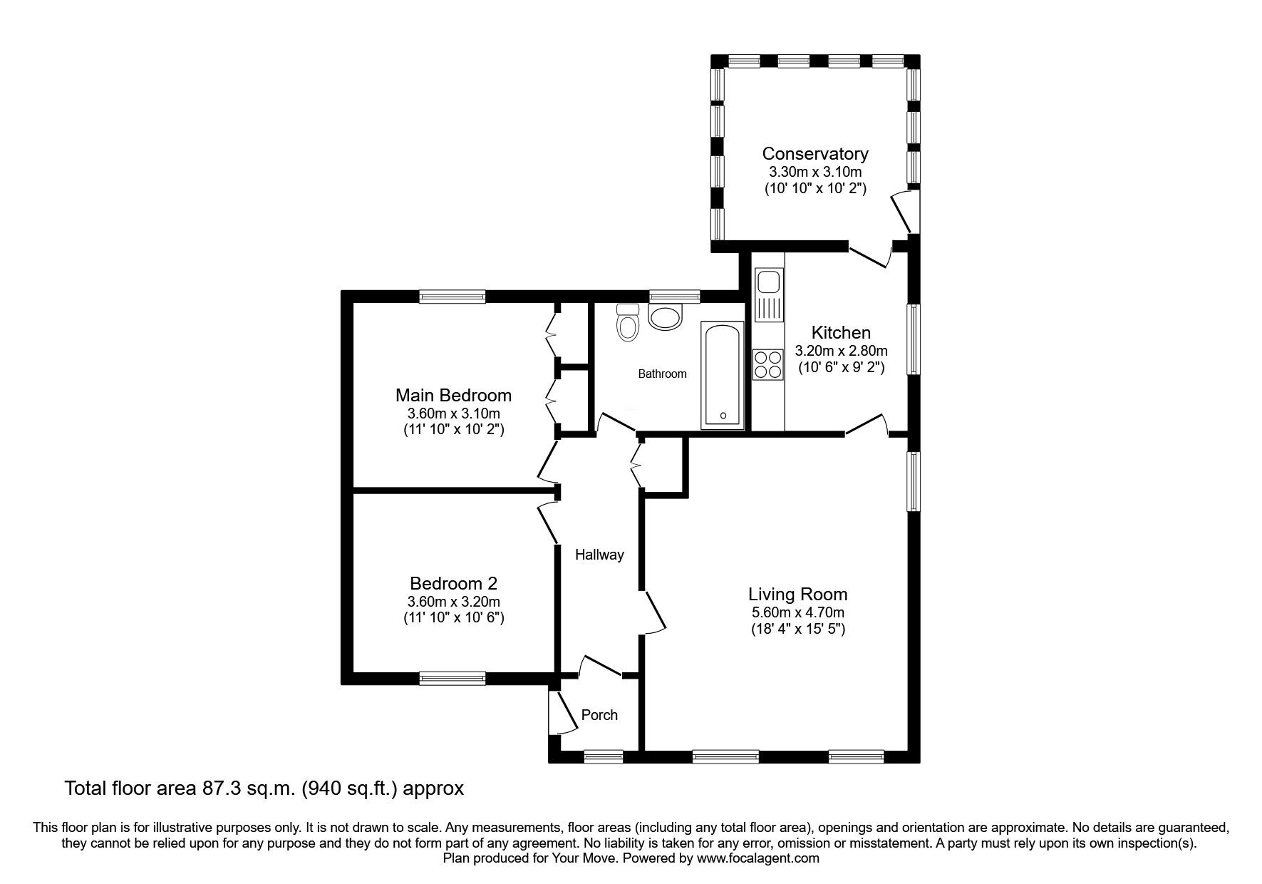 Floorplan of 2 bedroom Detached Bungalow for sale, Southerness, Dumfries, Dumfries and Galloway, DG2