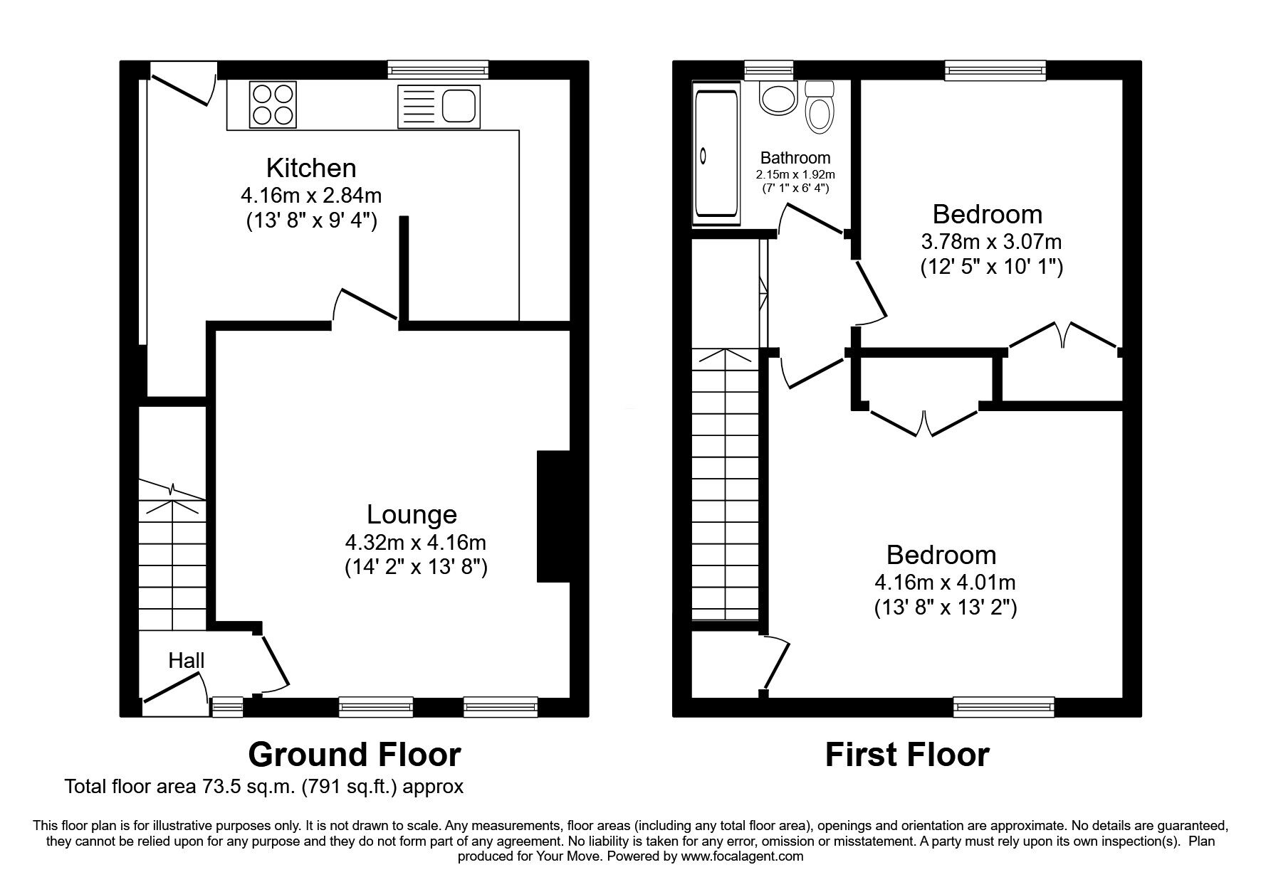 Floorplan of 2 bedroom Mid Terrace House for sale, Buchanan Street, Kirkcudbright, Dumfries and Galloway, DG6
