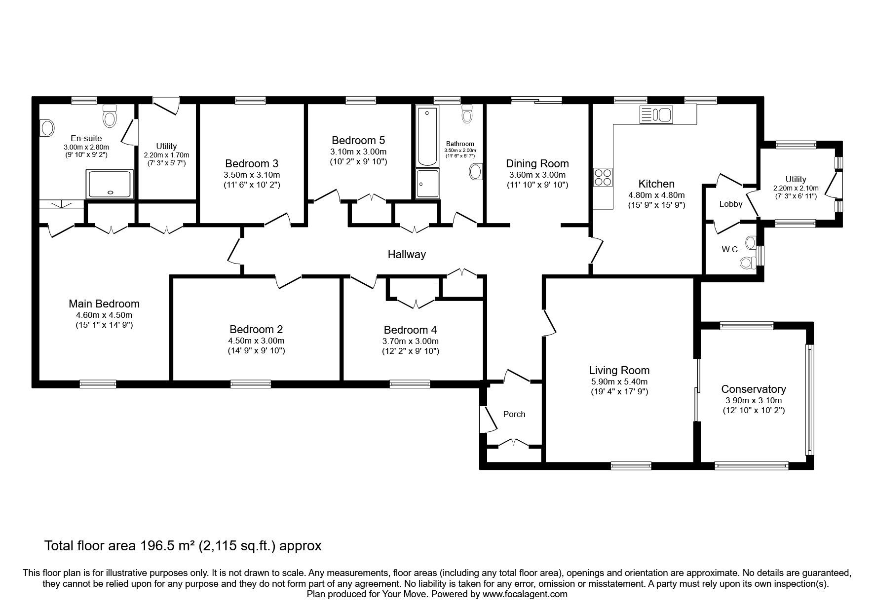 Floorplan of 5 bedroom Detached Bungalow for sale, Troqueer, Dumfries, Dumfries and Galloway, DG2