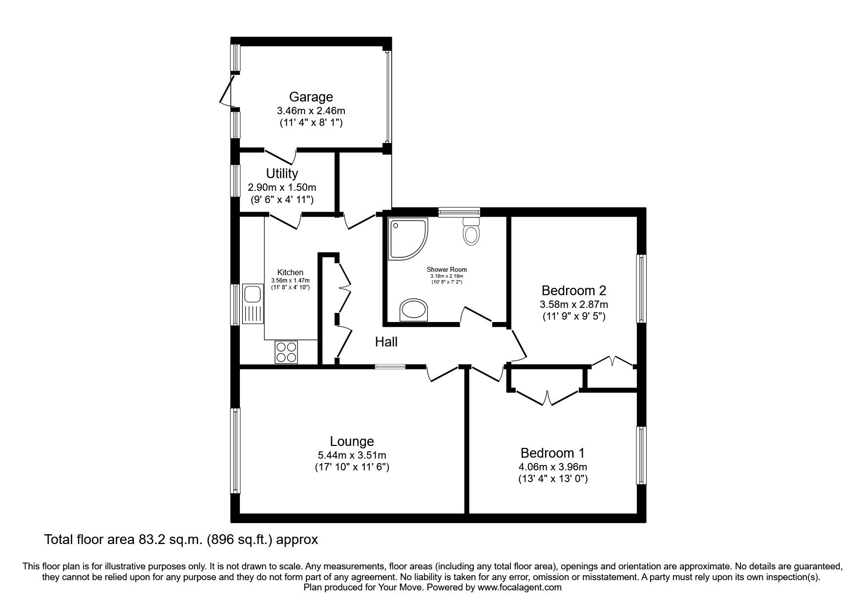 Floorplan of 2 bedroom Detached Bungalow for sale, Makbrar Road, Dumfries, Dumfries and Galloway, DG1