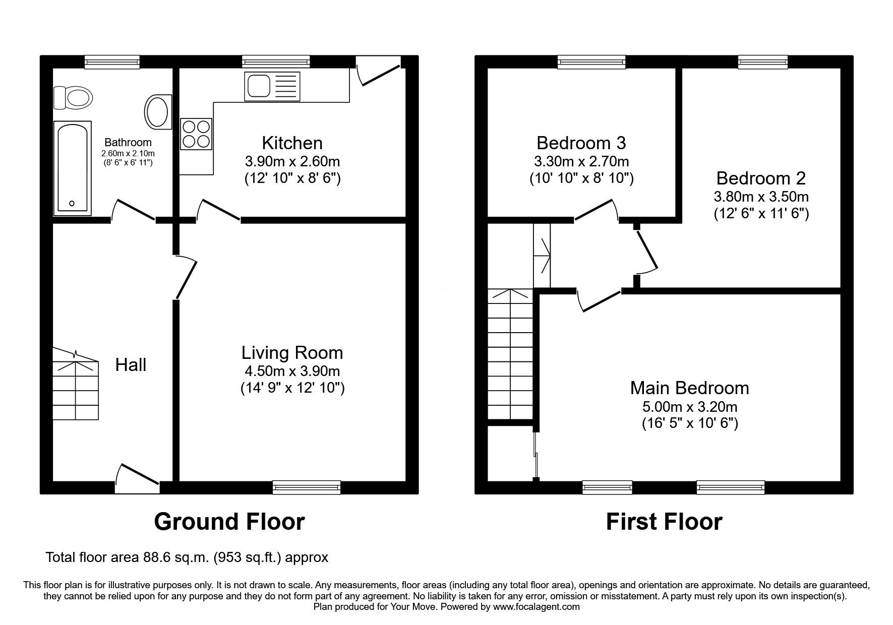 Floorplan of 3 bedroom Mid Terrace House for sale, Crockett View, Laurieston, Dumfries and Galloway, DG7