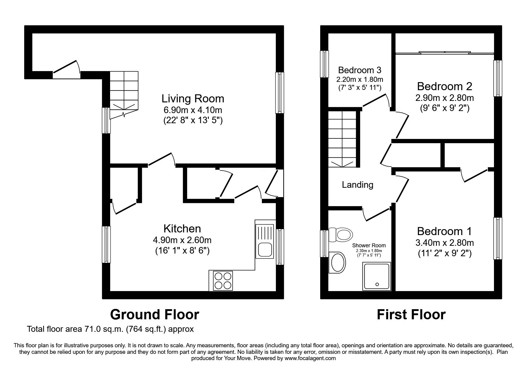 Floorplan of 3 bedroom Mid Terrace House for sale, Whitehills Avenue, Lochmaben, Dumfries and Galloway, DG11