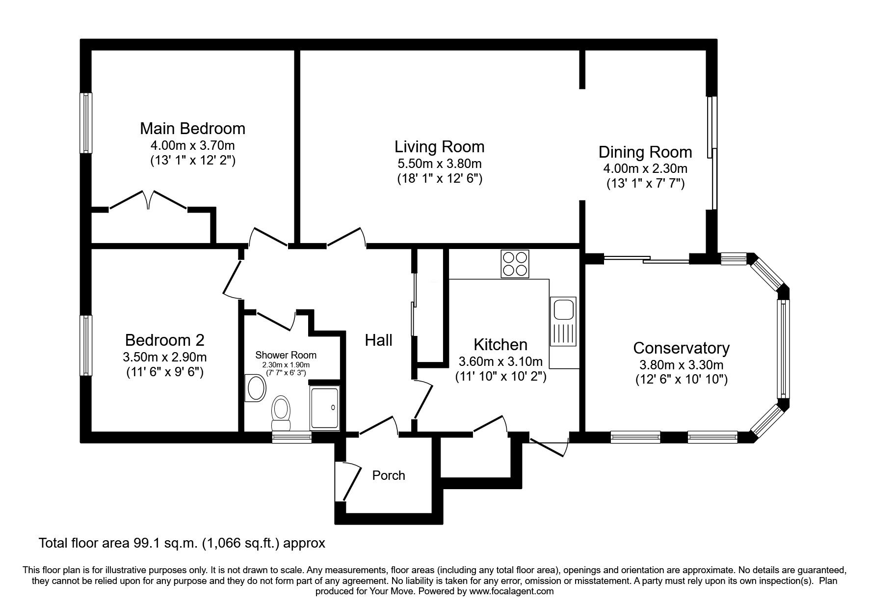Floorplan of 2 bedroom Link Detached Bungalow for sale, Woodlands Avenue, Dumfries, Dumfries and Galloway, DG2