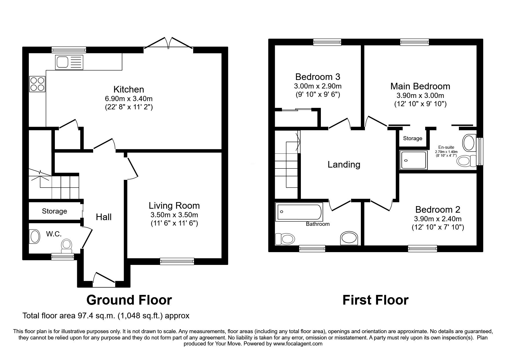 Floorplan of 3 bedroom Link Detached House for sale, Glenburn Gardens, Crocketford, Dumfries and Galloway, DG2