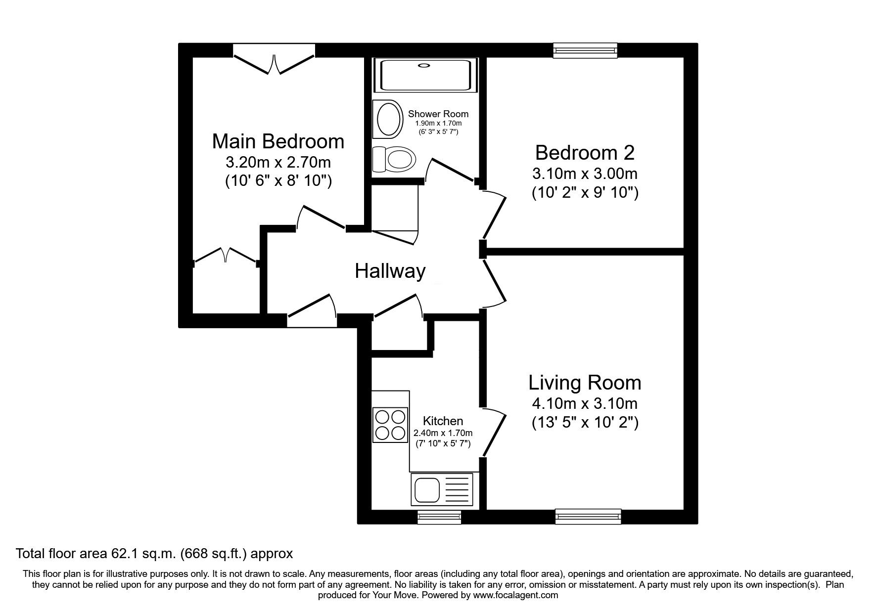 Floorplan of 2 bedroom Detached Bungalow for sale, Calside Avenue, Dumfries, Dumfries and Galloway, DG1
