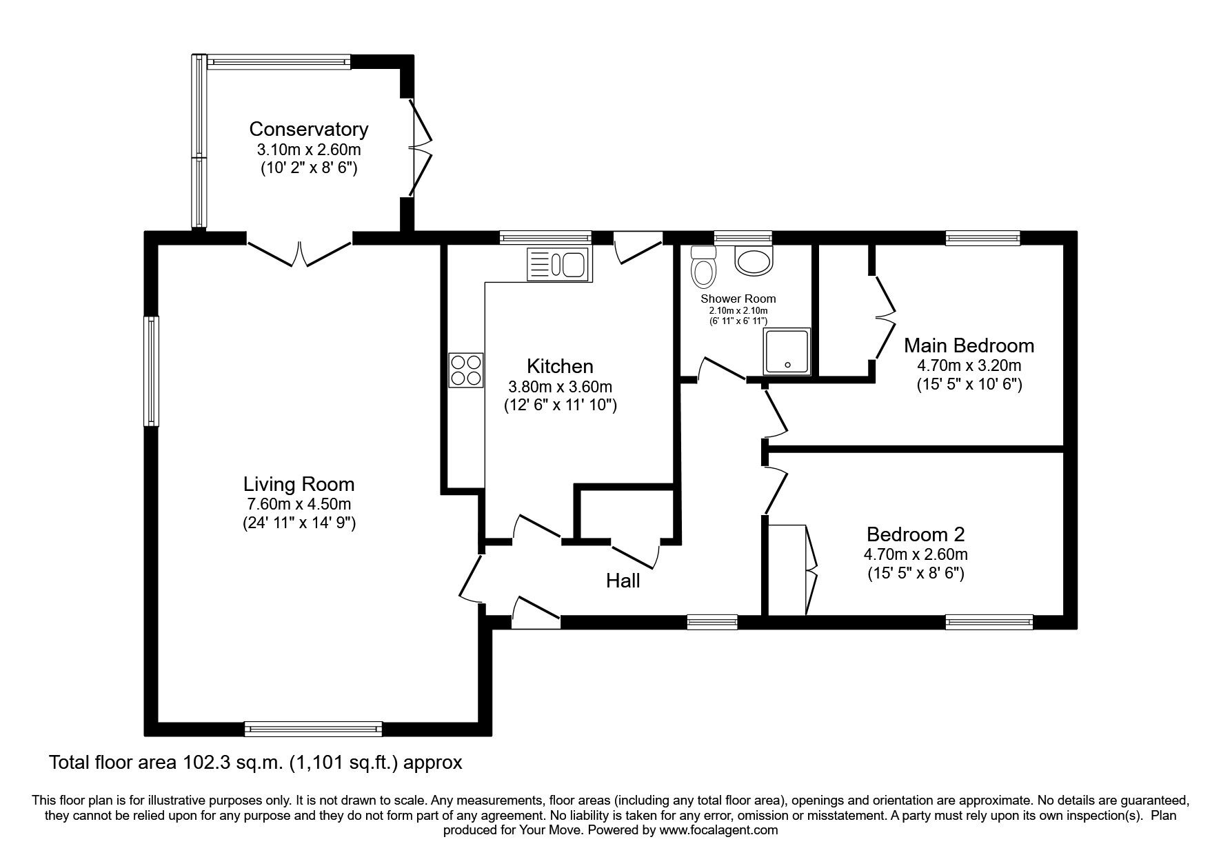 Floorplan of 2 bedroom Detached Bungalow for sale, Dundanion Road, Moffat, Dumfries and Galloway, DG10