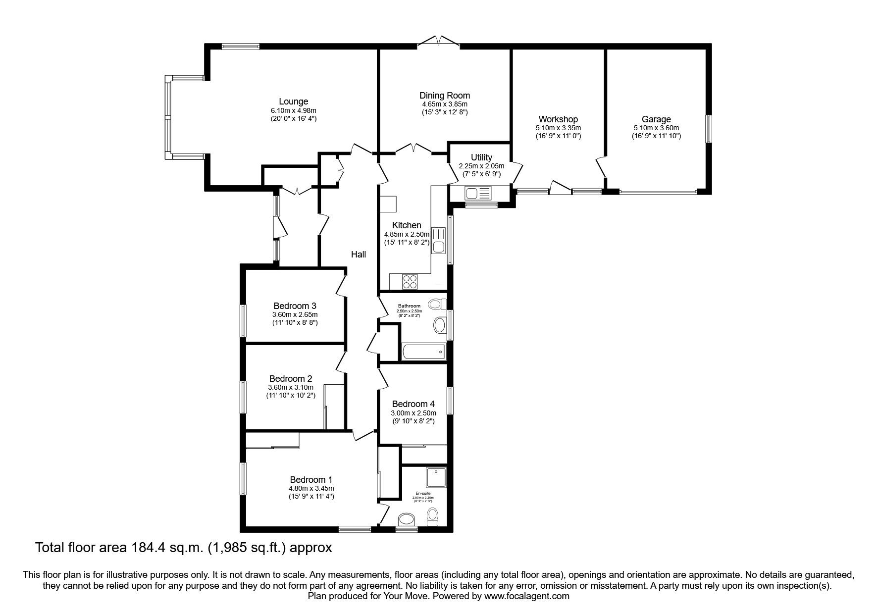 Floorplan of 4 bedroom Detached Bungalow for sale, Southerness, Dumfries, Dumfries and Galloway, DG2