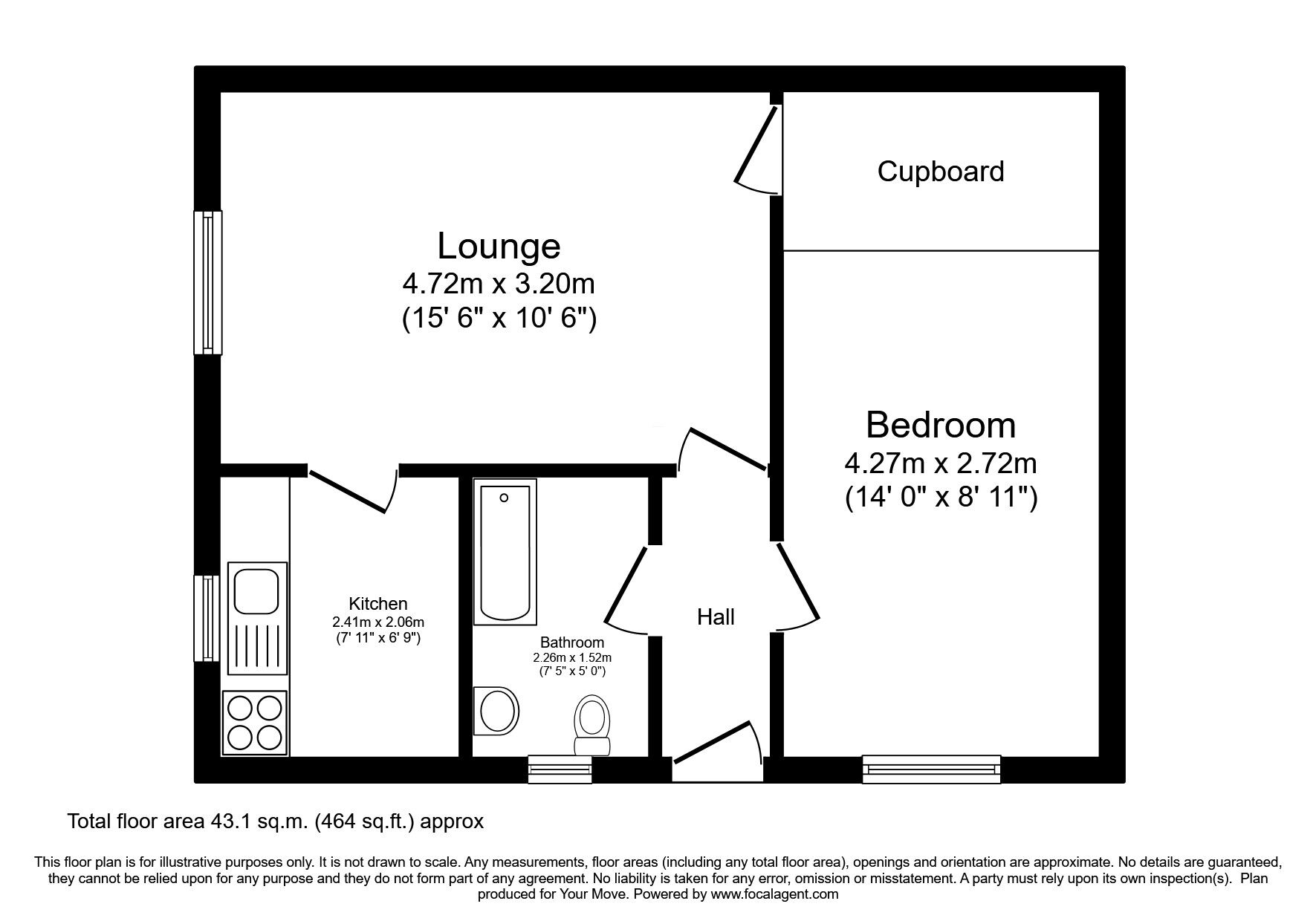 Floorplan of 1 bedroom  Bungalow for sale, Mosspark Avenue, Dumfries, Dumfries and Galloway, DG1
