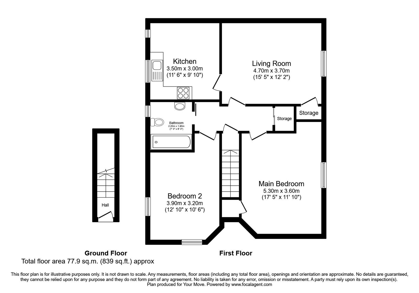 Floorplan of 2 bedroom  Flat for sale, Victoria Park, Lockerbie, Dumfries and Galloway, DG11