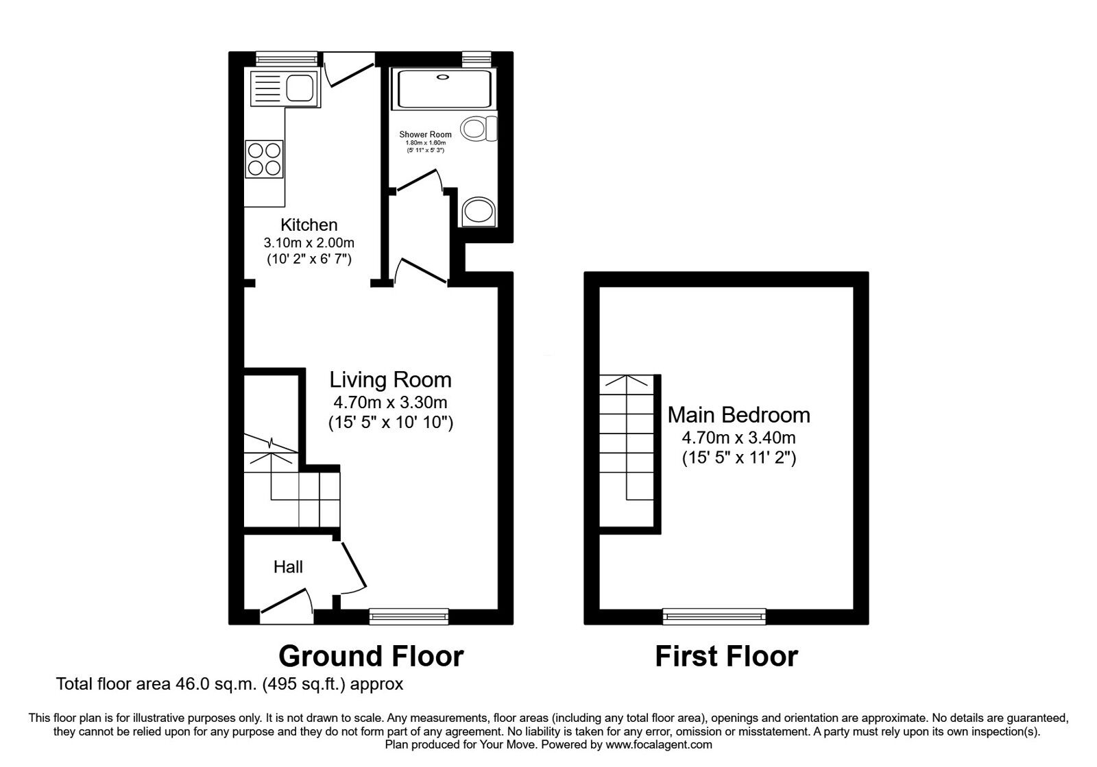 Floorplan of 1 bedroom Mid Terrace House for sale, Princes Street, Penpont, Dumfries and Galloway, DG3