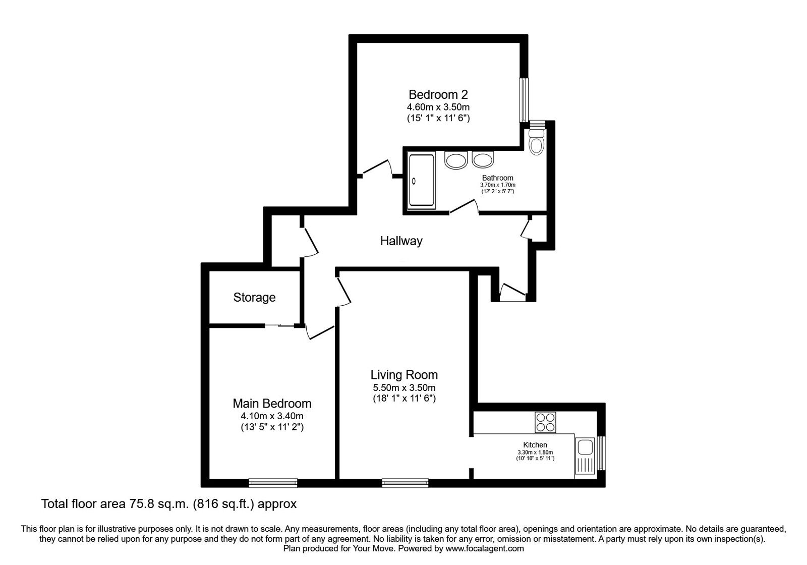 Floorplan of 2 bedroom  Flat for sale, Kirkmahoe, Dumfries, Dumfries and Galloway, DG1