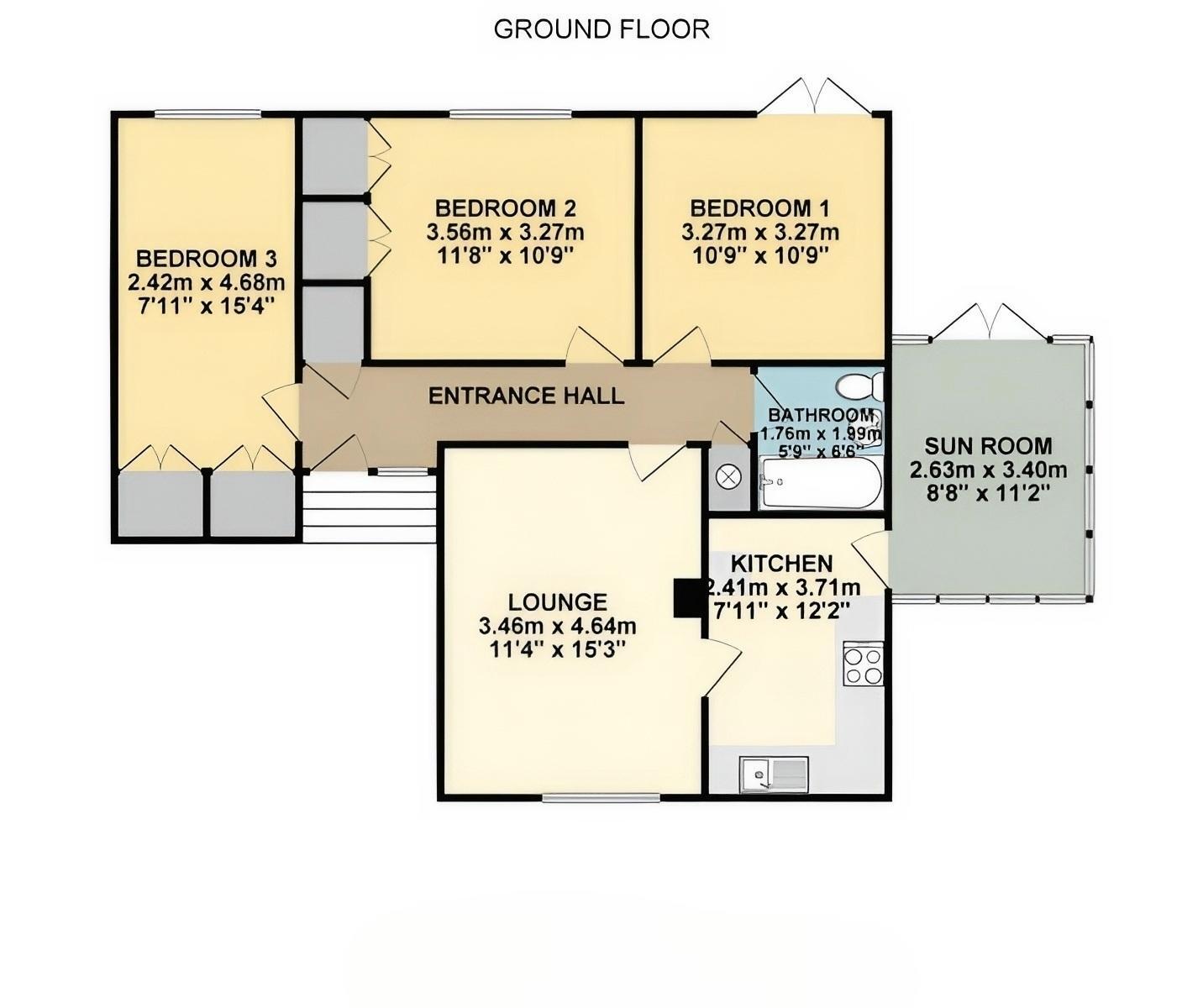 Floorplan of 3 bedroom Detached Bungalow for sale, Merton Court, Lochmaben, Dumfries and Galloway, DG11
