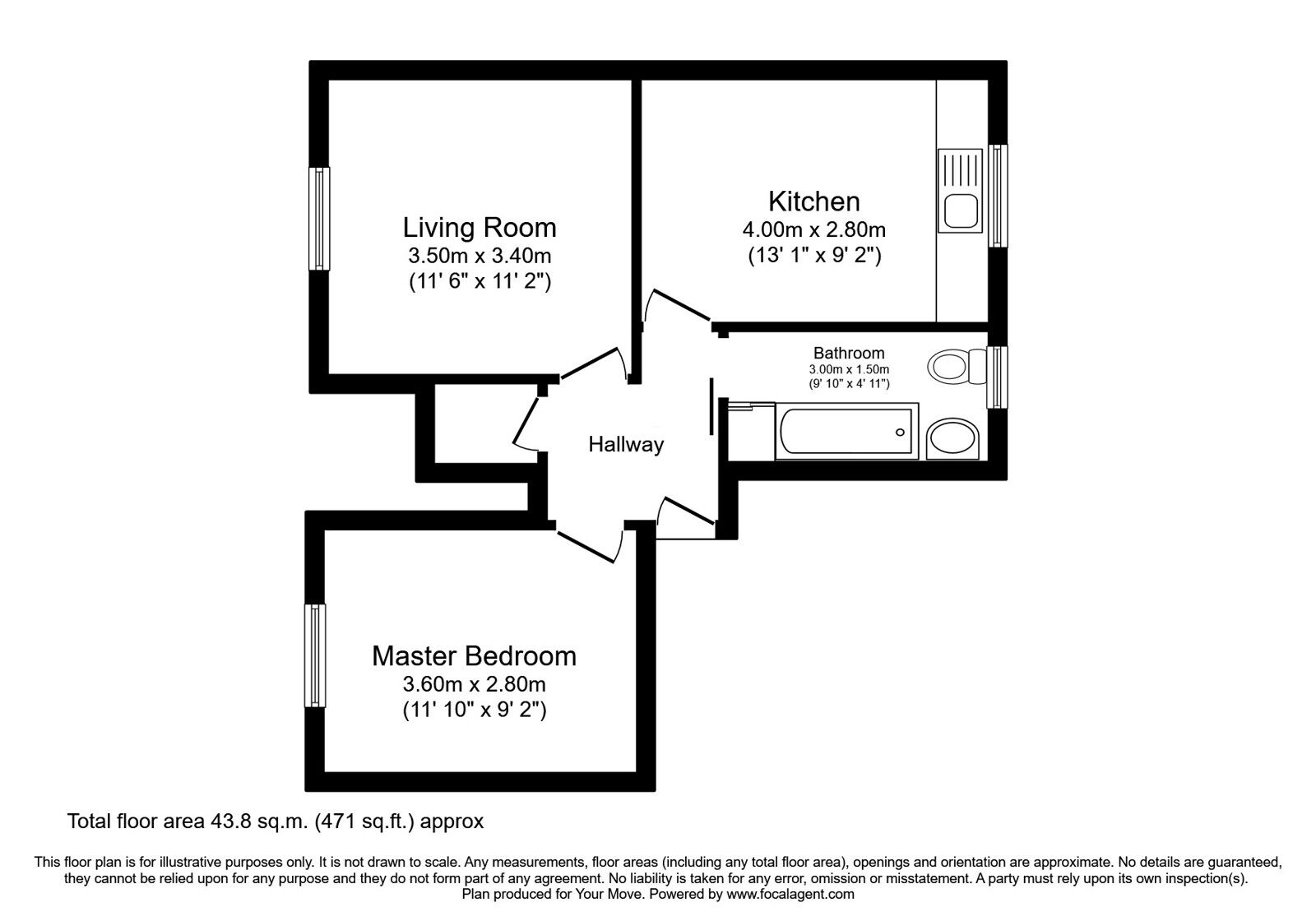 Floorplan of 1 bedroom  Flat for sale, Wallace Street, Dumfries, Dumfries and Galloway, DG1