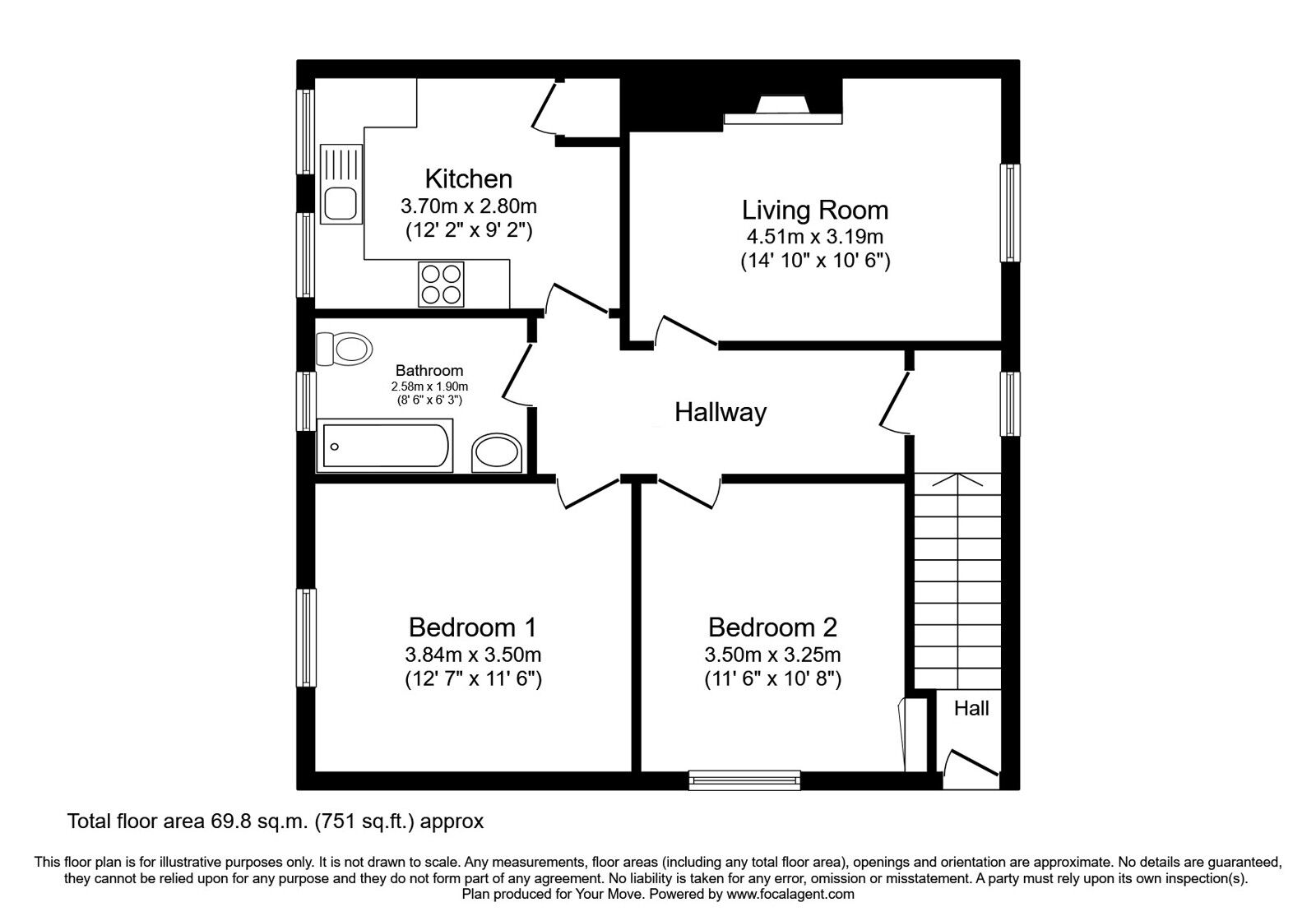 Floorplan of 2 bedroom  Flat for sale, Eastfield Road, Dumfries, Dumfries and Galloway, DG1