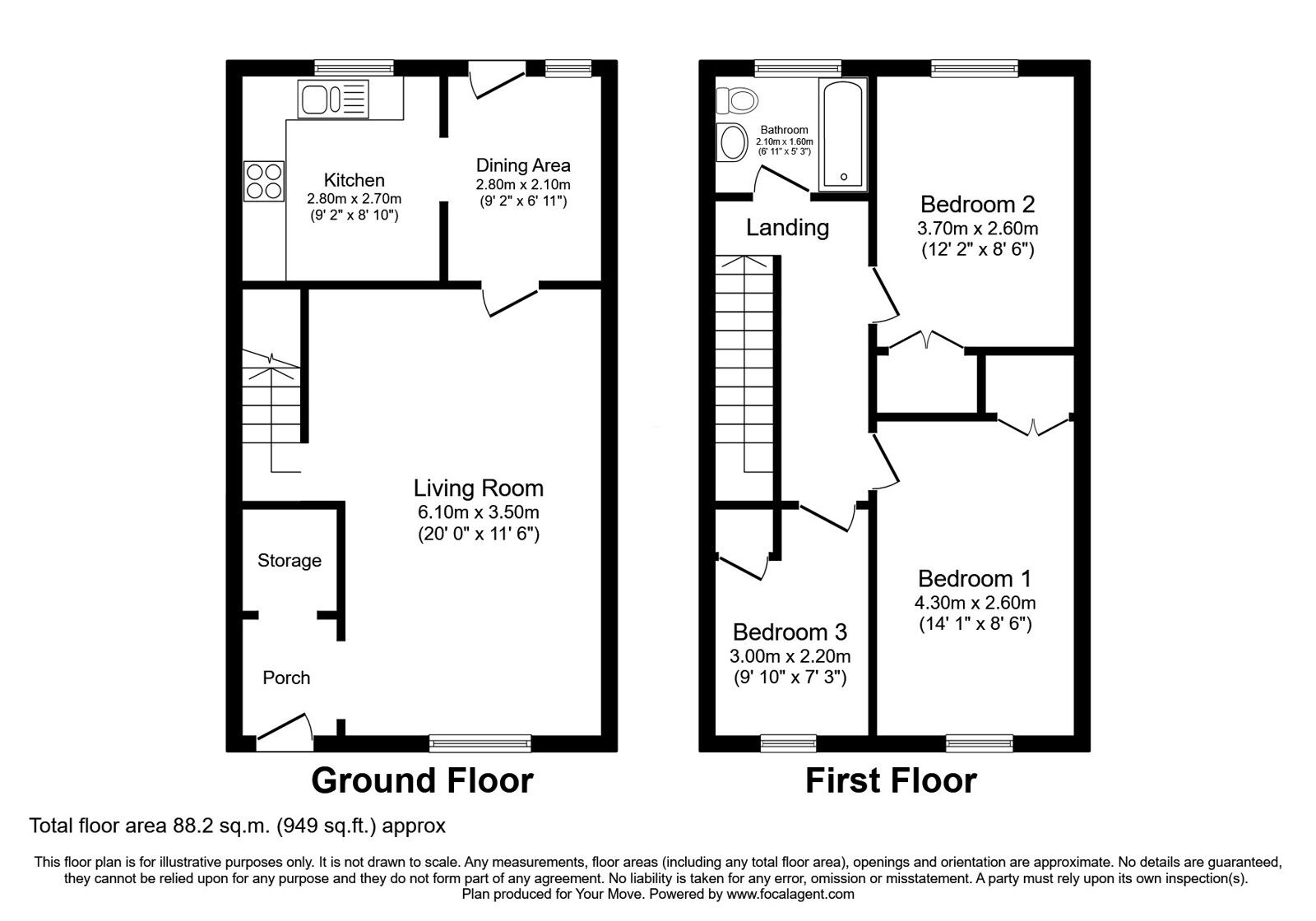 Floorplan of 3 bedroom End Terrace House for sale, McLeod Court, Heathhall, Dumfries and Galloway, DG1