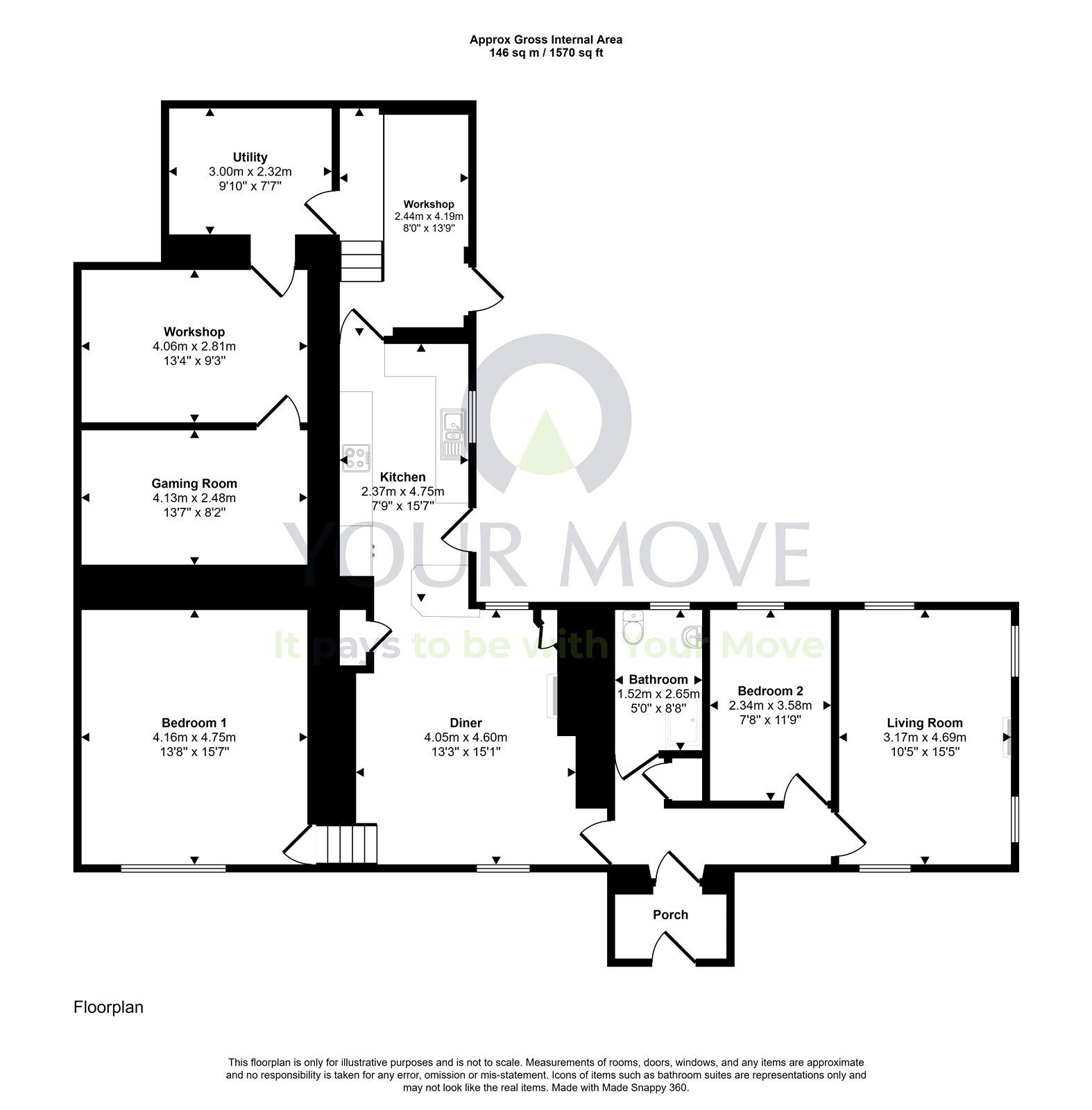 Floorplan of 3 bedroom Detached Property for sale, Crawick, Sanquhar, Dumfries and Galloway, DG4