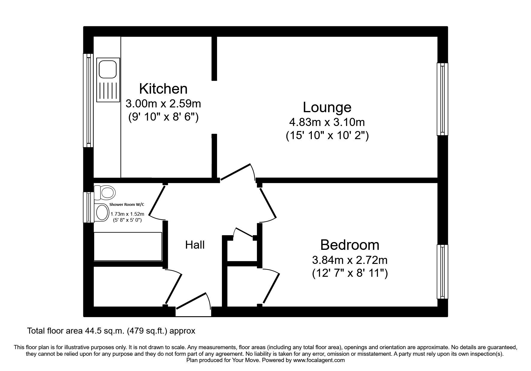 Floorplan of 1 bedroom  Flat for sale, Carrick Road, Dumfries, Dumfries and Galloway, DG2