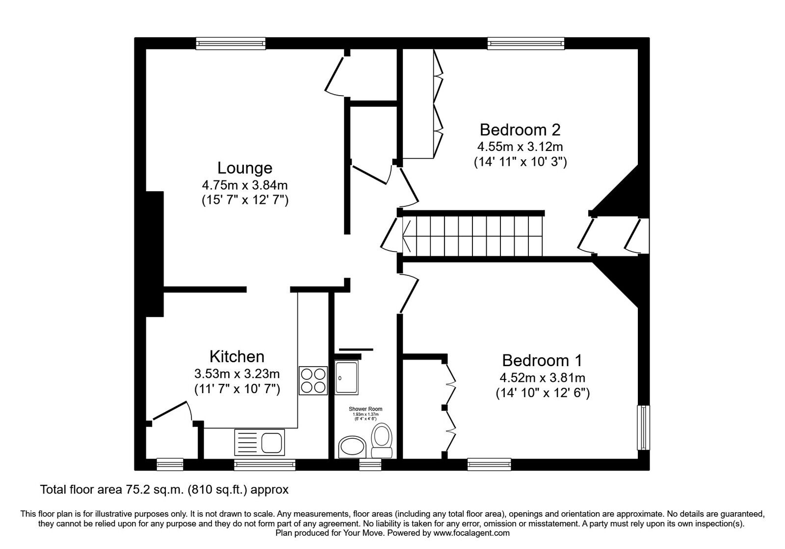 Floorplan of 2 bedroom  Flat for sale, Victoria Park, Lockerbie, Dumfries and Galloway, DG11