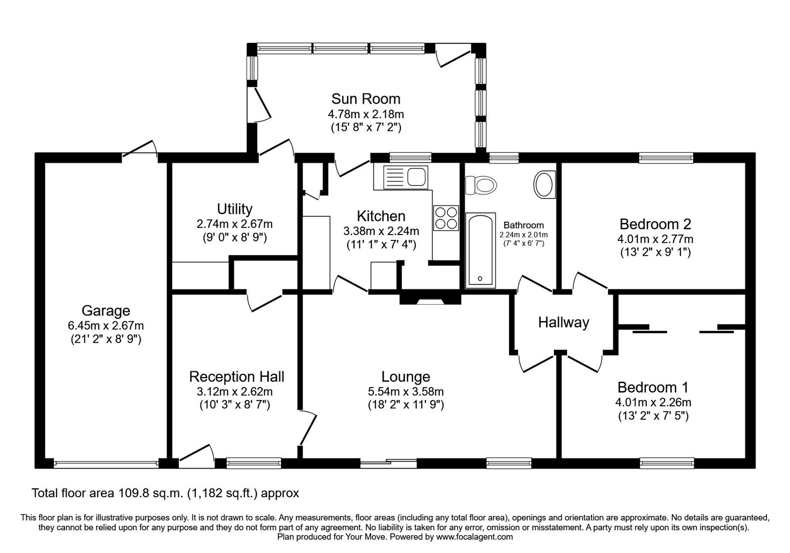 Floorplan of 2 bedroom Detached Bungalow for sale, Barnbarroch, Dalbeattie, Dumfries and Galloway, DG5