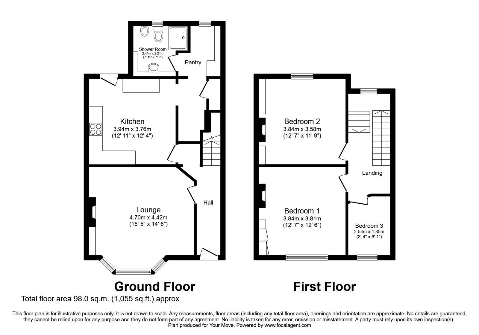 Floorplan of 3 bedroom Mid Terrace House for sale, Kirkconnel, Sanquhar, Dumfries and Galloway, DG4
