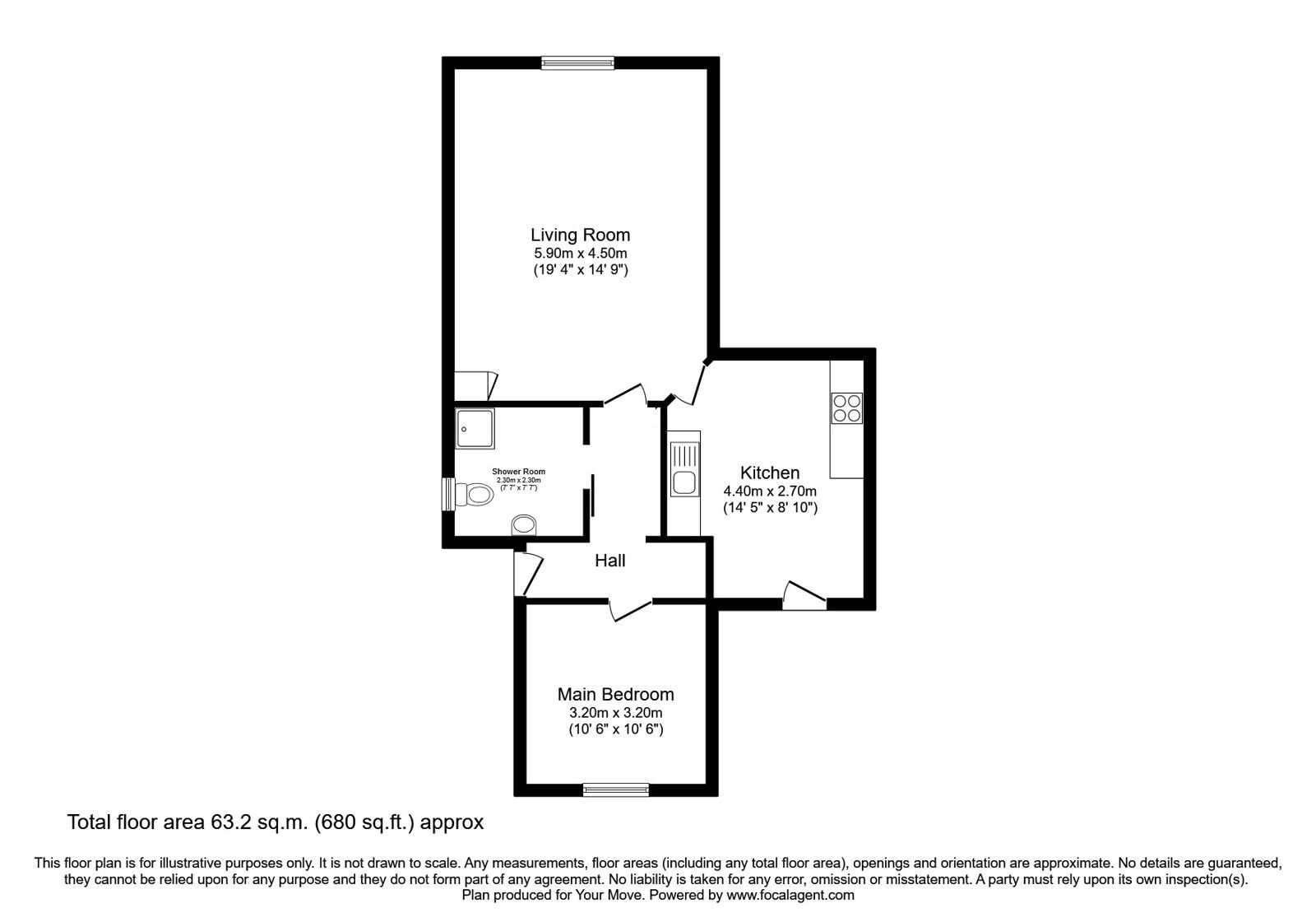 Floorplan of 1 bedroom Flat for sale, Kirkowens Street, Dumfries, Dumfries and Galloway, DG1