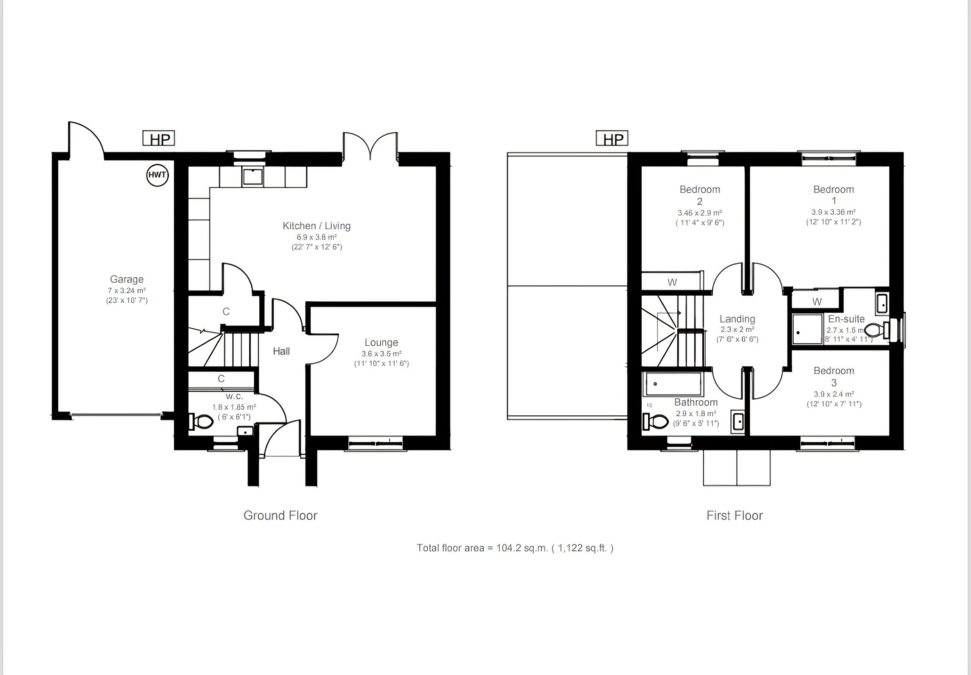 Floorplan of 3 bedroom Detached House for sale, Glenburn Gardens, Crocketford, Dumfries and Galloway, DG2