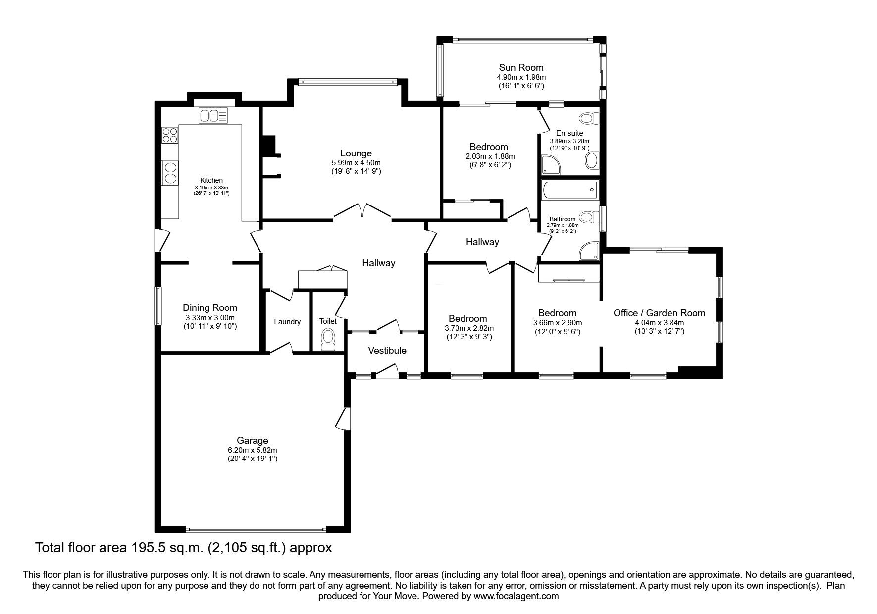 Floorplan of 3 bedroom Detached Bungalow for sale, Kirkgate, Dunscore, Dumfries and Galloway, DG2