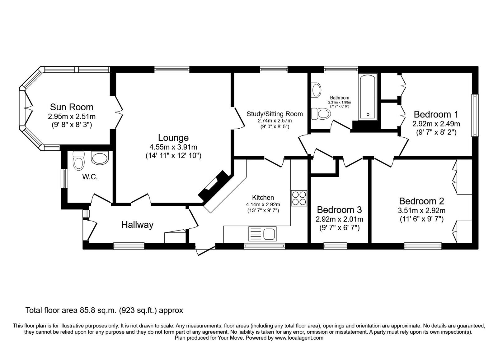 Floorplan of 3 bedroom Detached Property for sale, Courthill Park, Auldgirth, Dumfries and Galloway, DG2