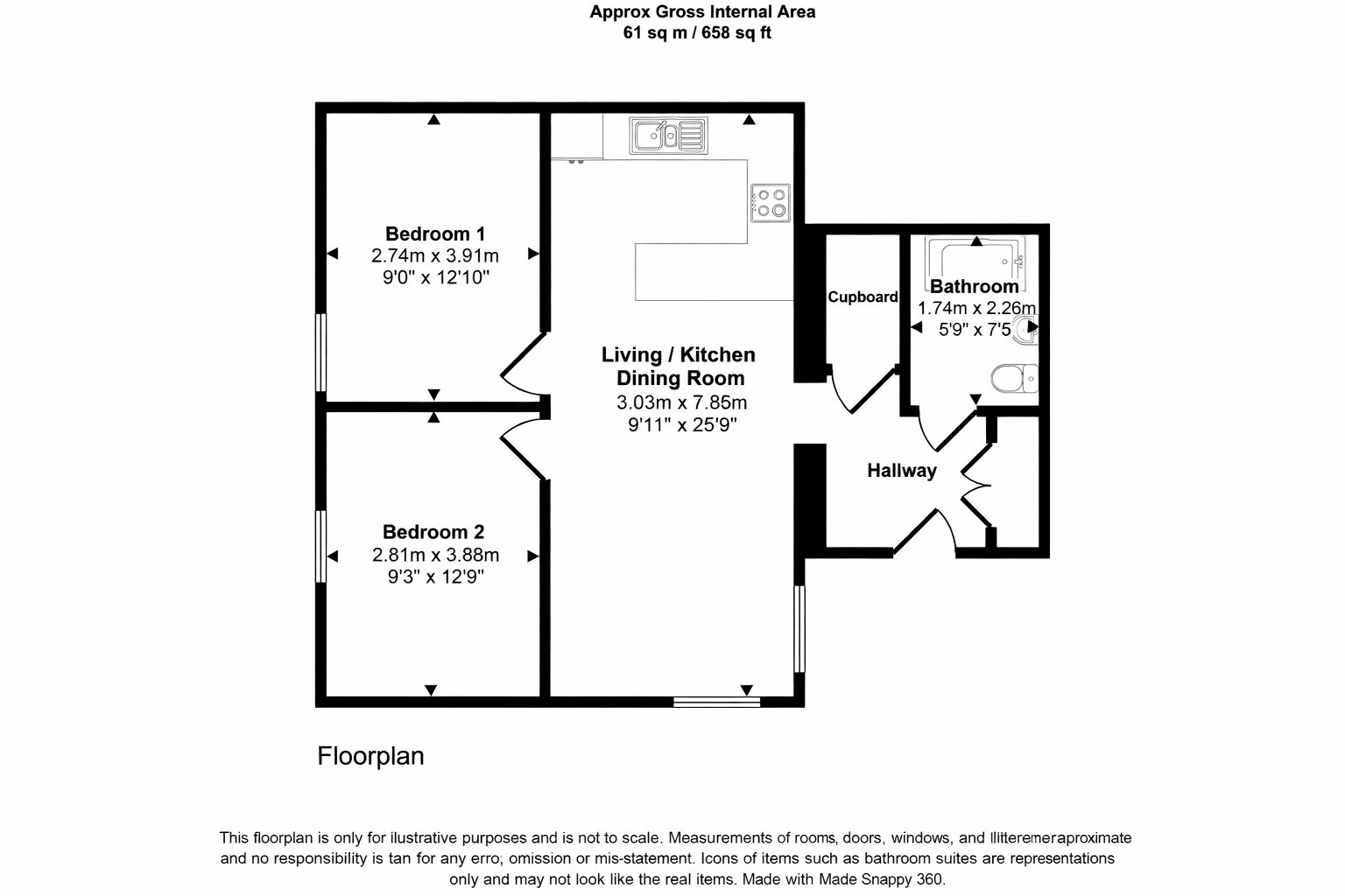 Floorplan of 2 bedroom Flat for sale, Devorgilla House, Dumfries, Dumfries and Galloway, DG1