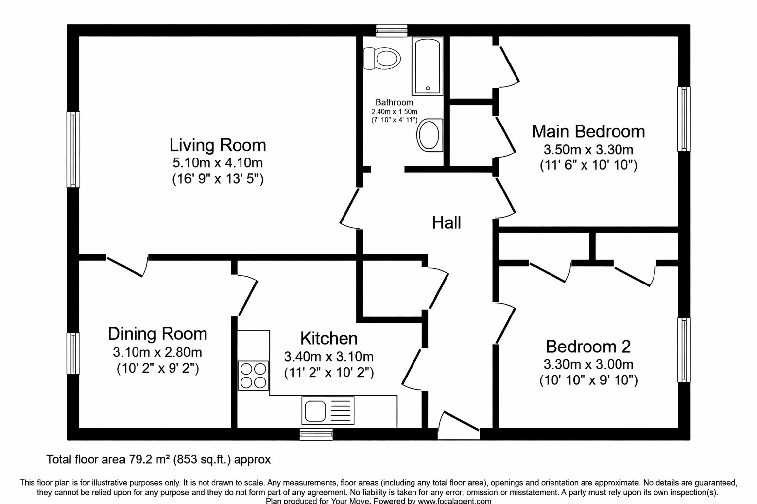 Floorplan of 2 bedroom Detached Bungalow for sale, Kirkland Road, Dumfries, Dumfries and Galloway, DG1