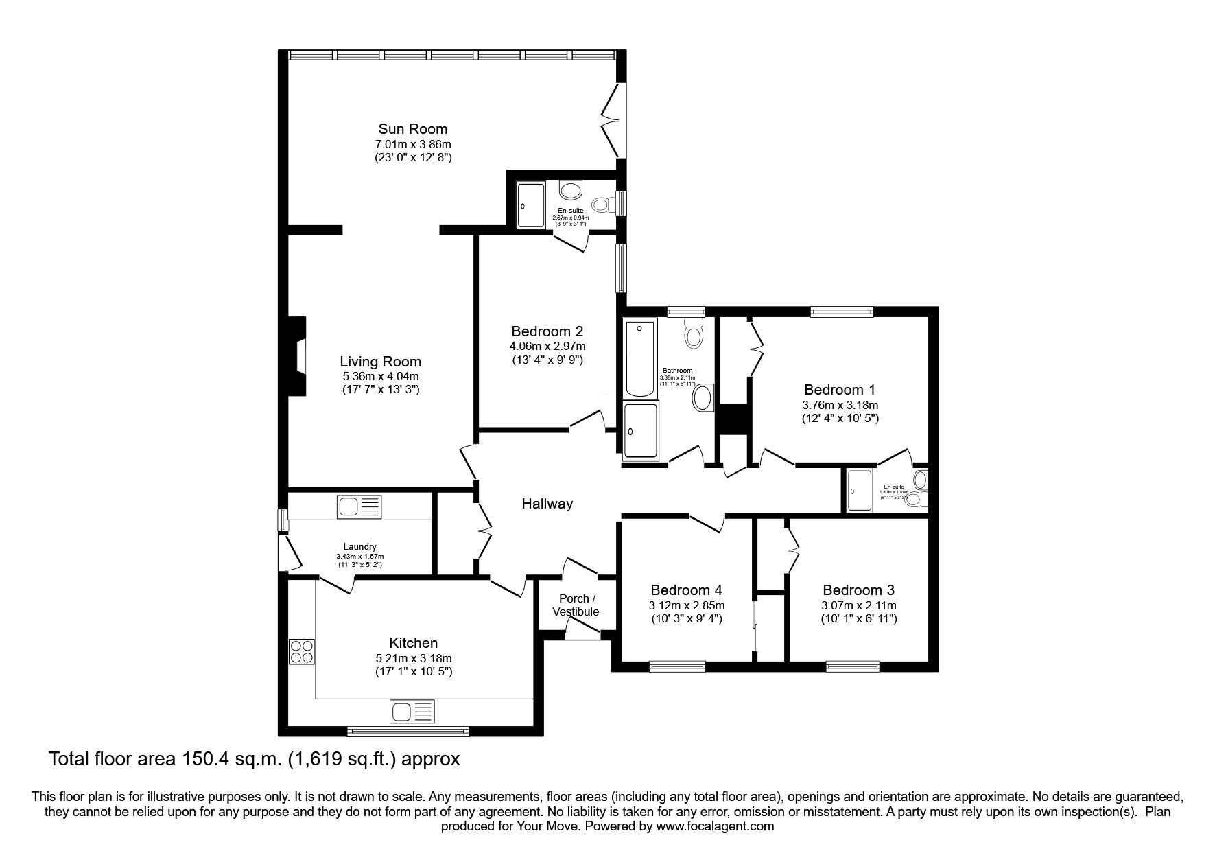 Floorplan of 4 bedroom Detached Bungalow for sale, Main Road, Templand, Dumfries and Galloway, DG11