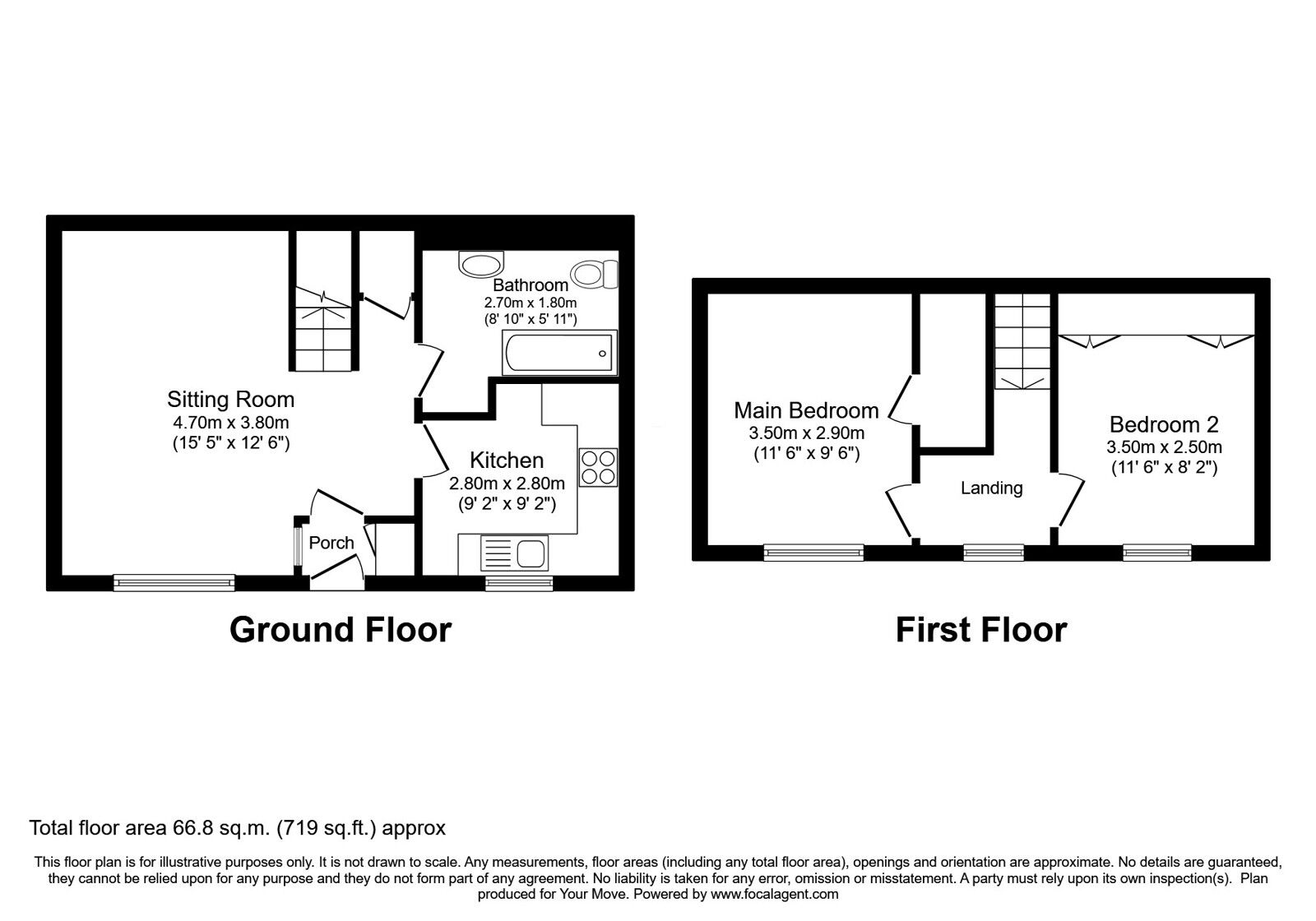 Floorplan of 2 bedroom End Terrace House for sale, Well Street, Lockerbie, Dumfries and Galloway, DG11