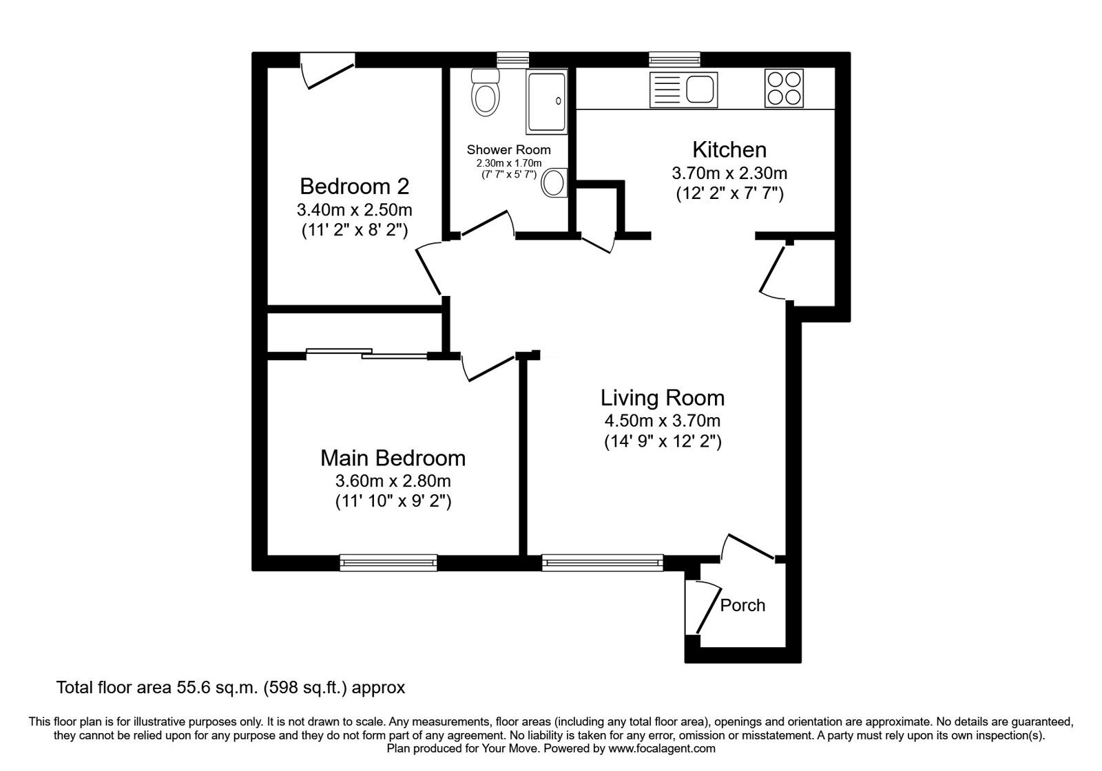Floorplan of 2 bedroom  Flat for sale, Grant Court, Dumfries, Dumfries and Galloway, DG1