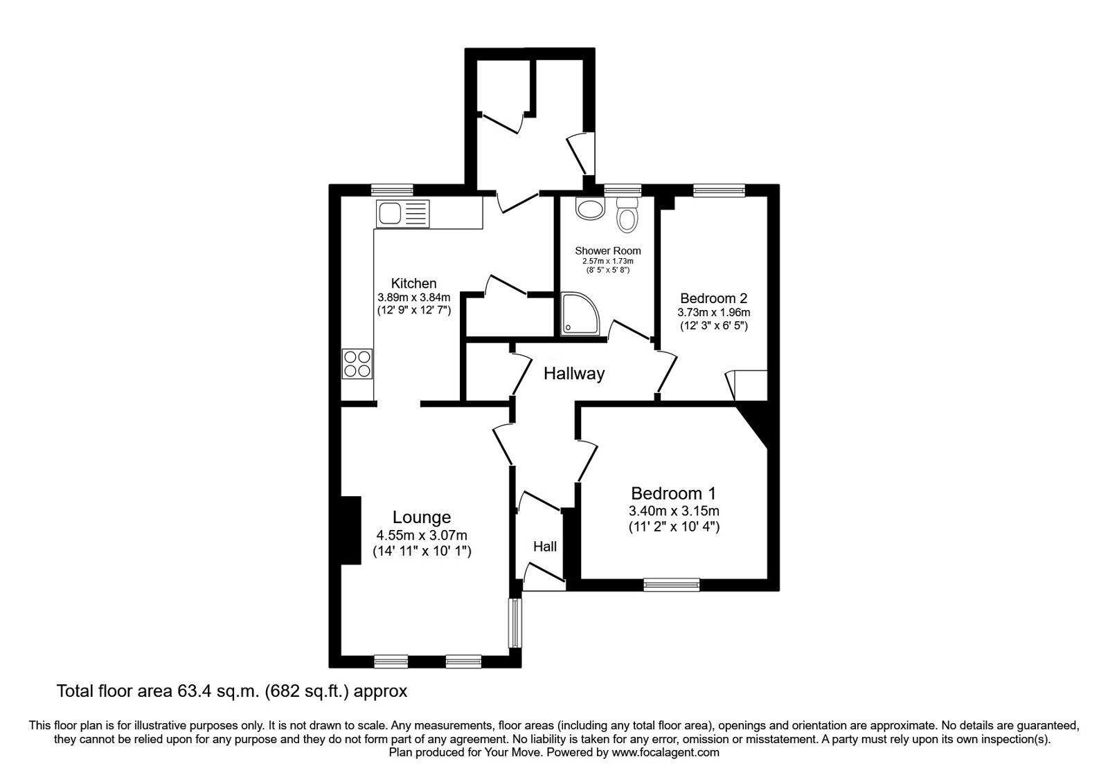 Floorplan of 2 bedroom Semi Detached Bungalow for sale, Guffock Road, Kelloholm, Dumfries and Galloway, DG4