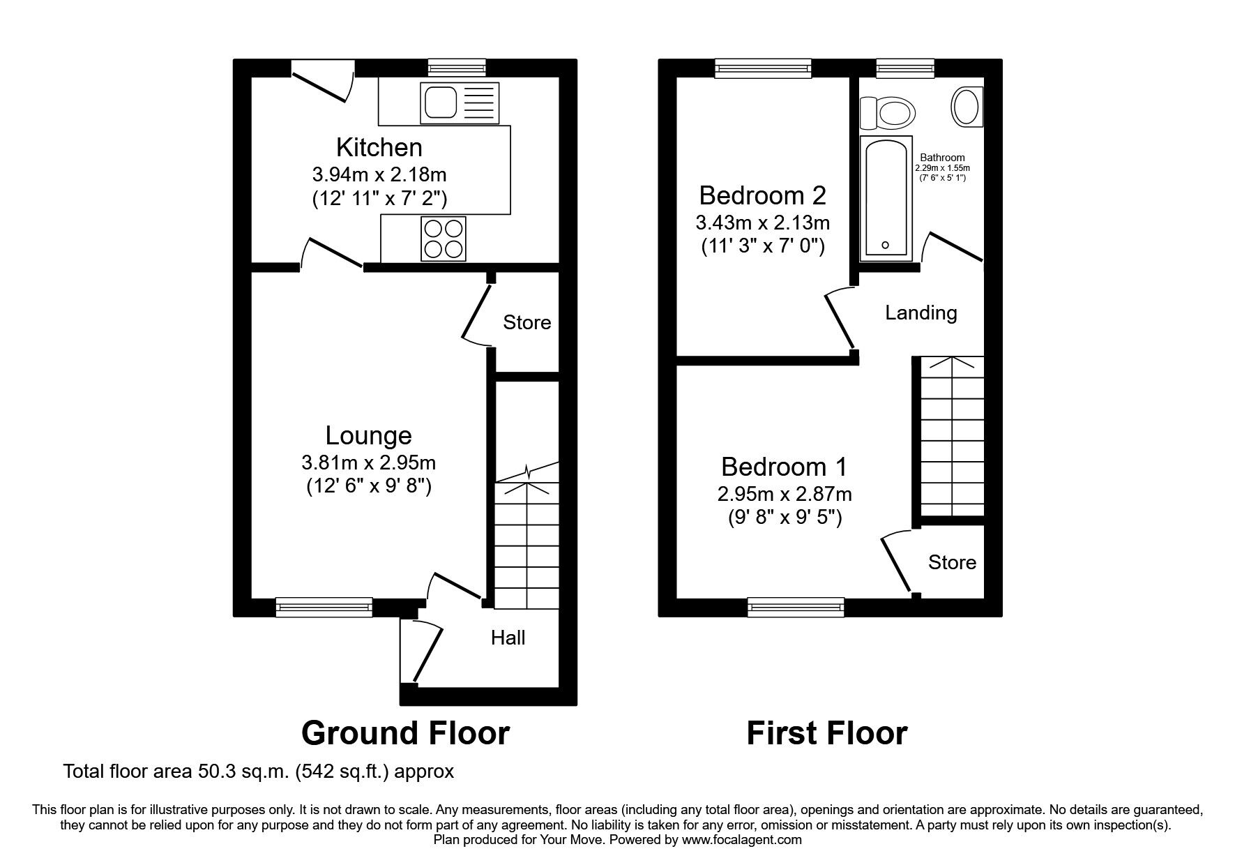 Floorplan of 2 bedroom Semi Detached House for sale, Glenholm Place, Dumfries, Dumfries and Galloway, DG1