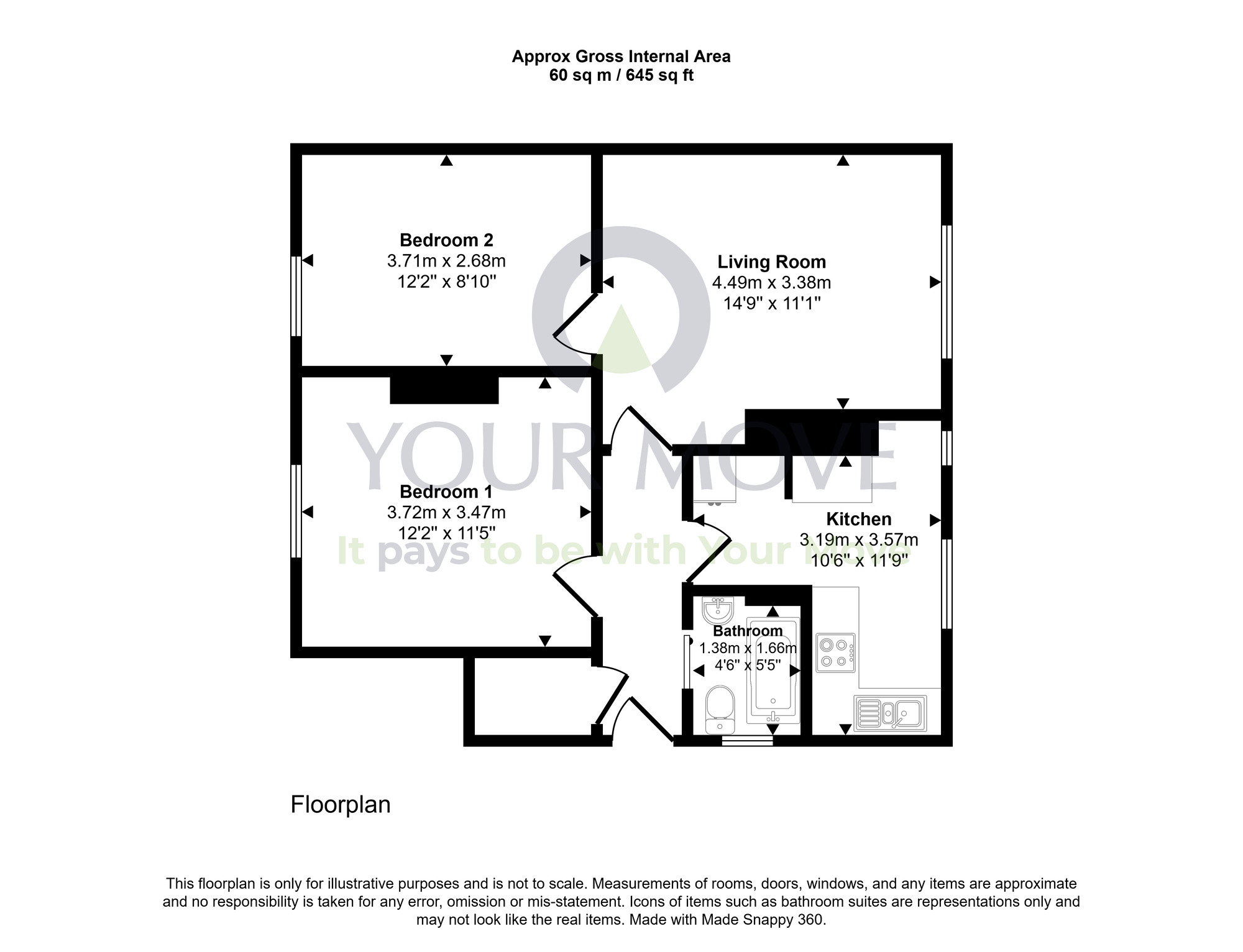 Floorplan of 2 bedroom Flat for sale, Underhill, Dalry, Dumfries and Galloway, DG7